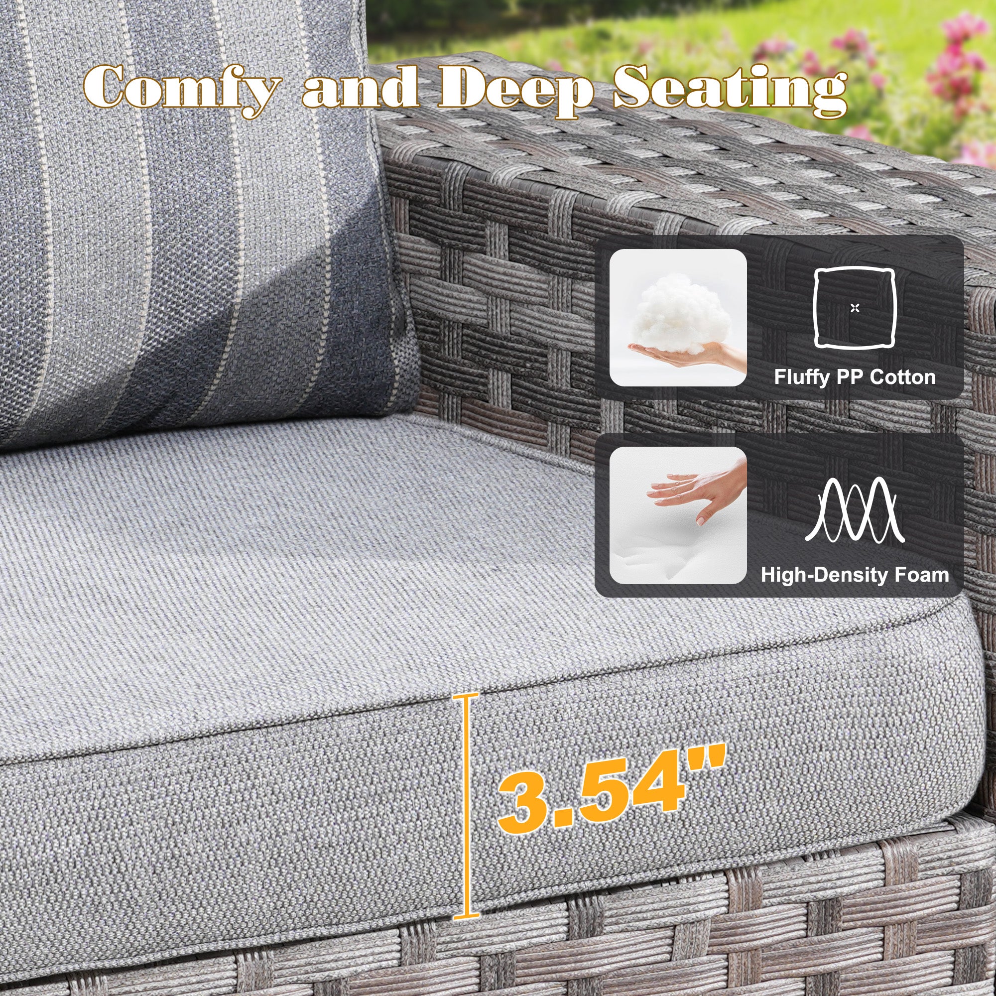 OVIOS Outdoor Conversation Set with 7.68" Extra-Wide Armrests and Rocking Chairs