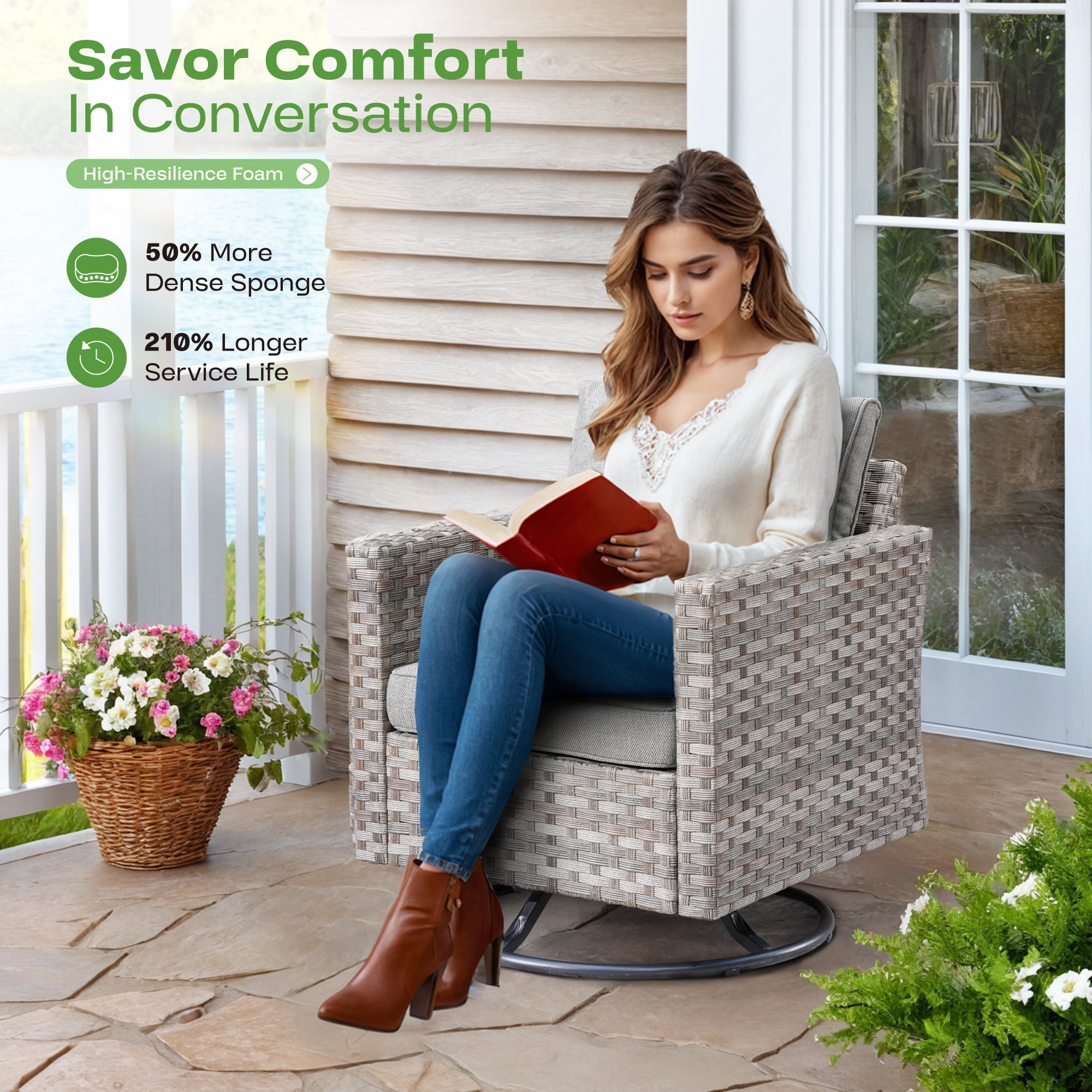 Ovios 9-Piece Outdoor Furniture Set with 7.68'' Wide Armrests