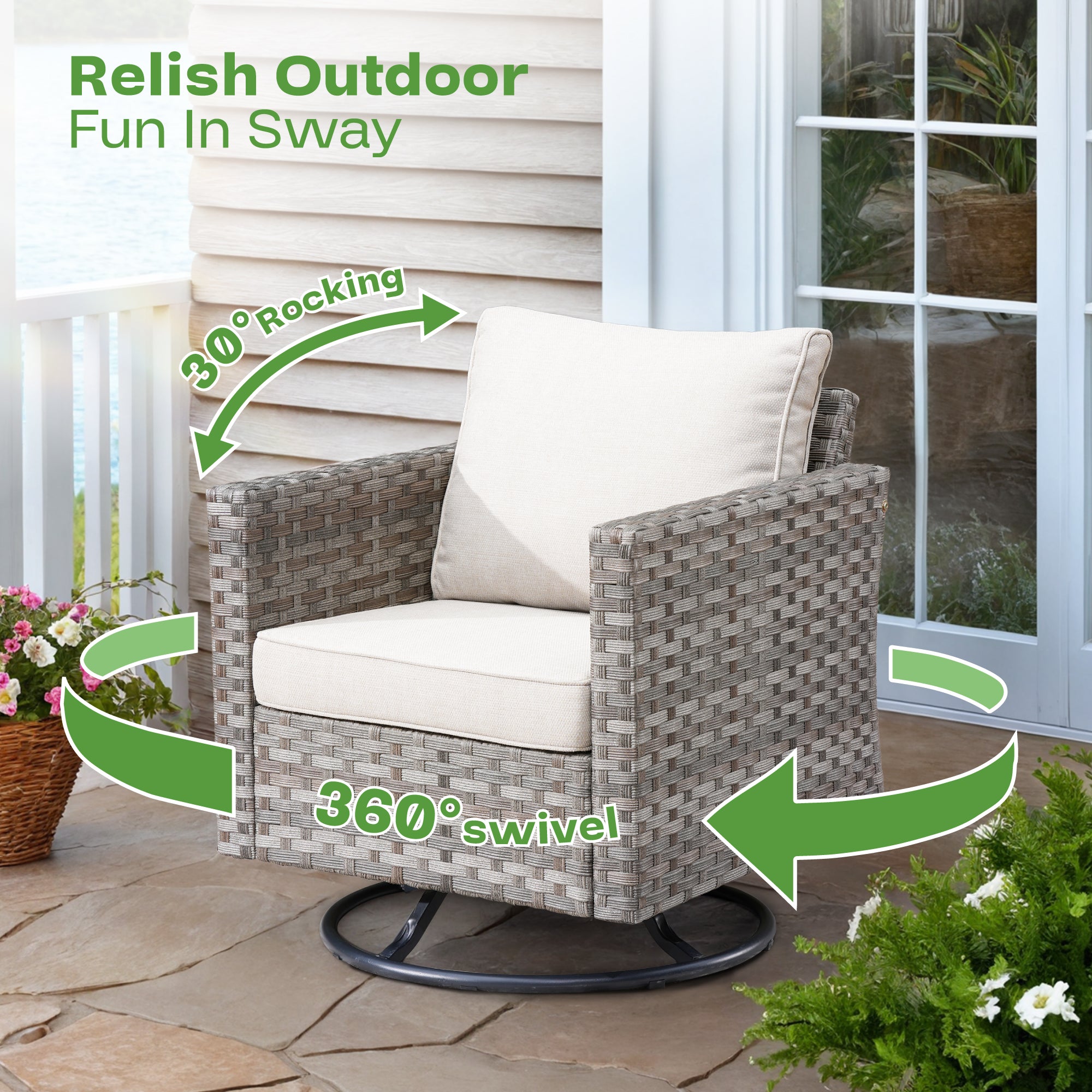 Ovios 9-Piece Outdoor Furniture Set with 7.68'' Wide Armrests
