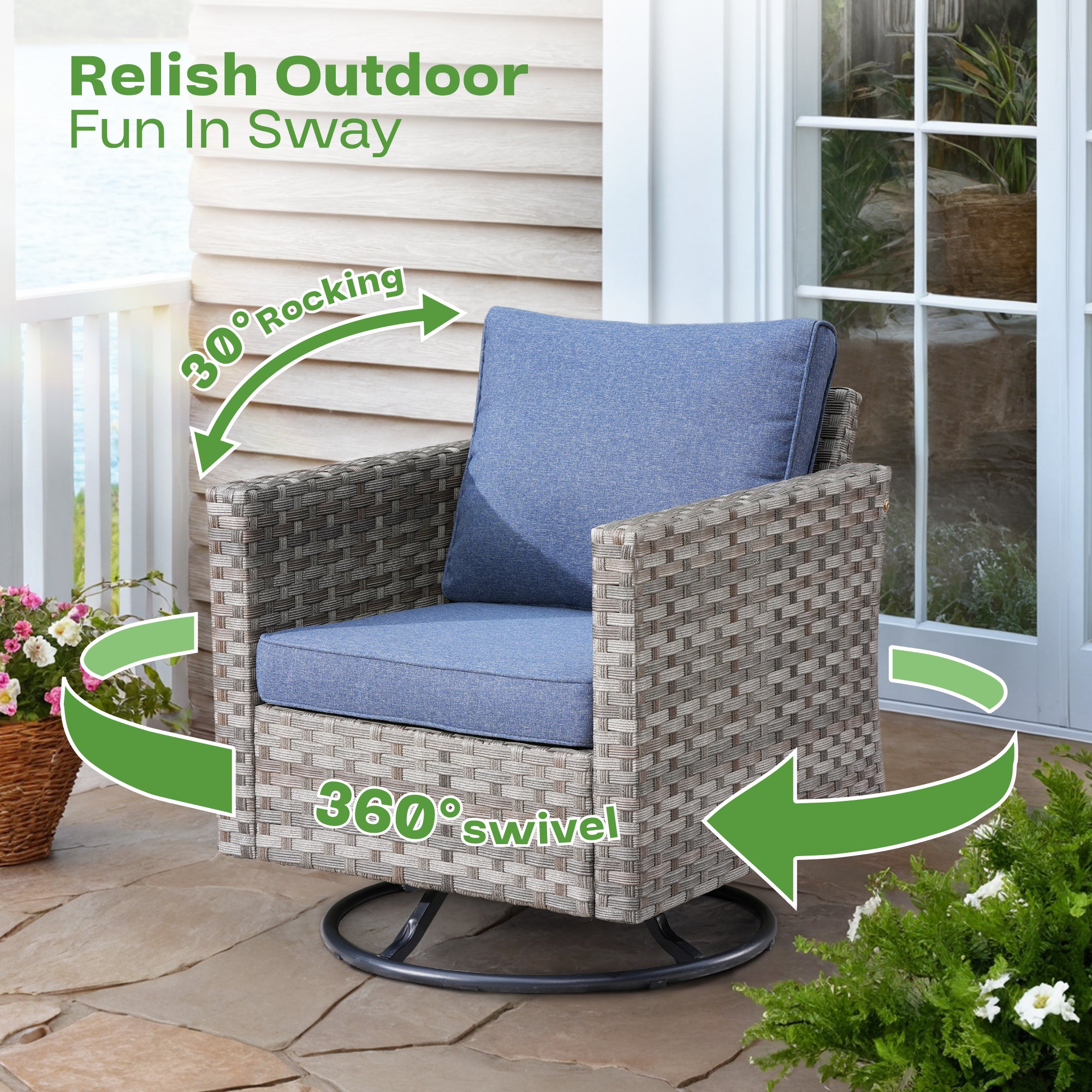 Ovios 9-Piece Outdoor Furniture Set with 7.68'' Wide Armrests