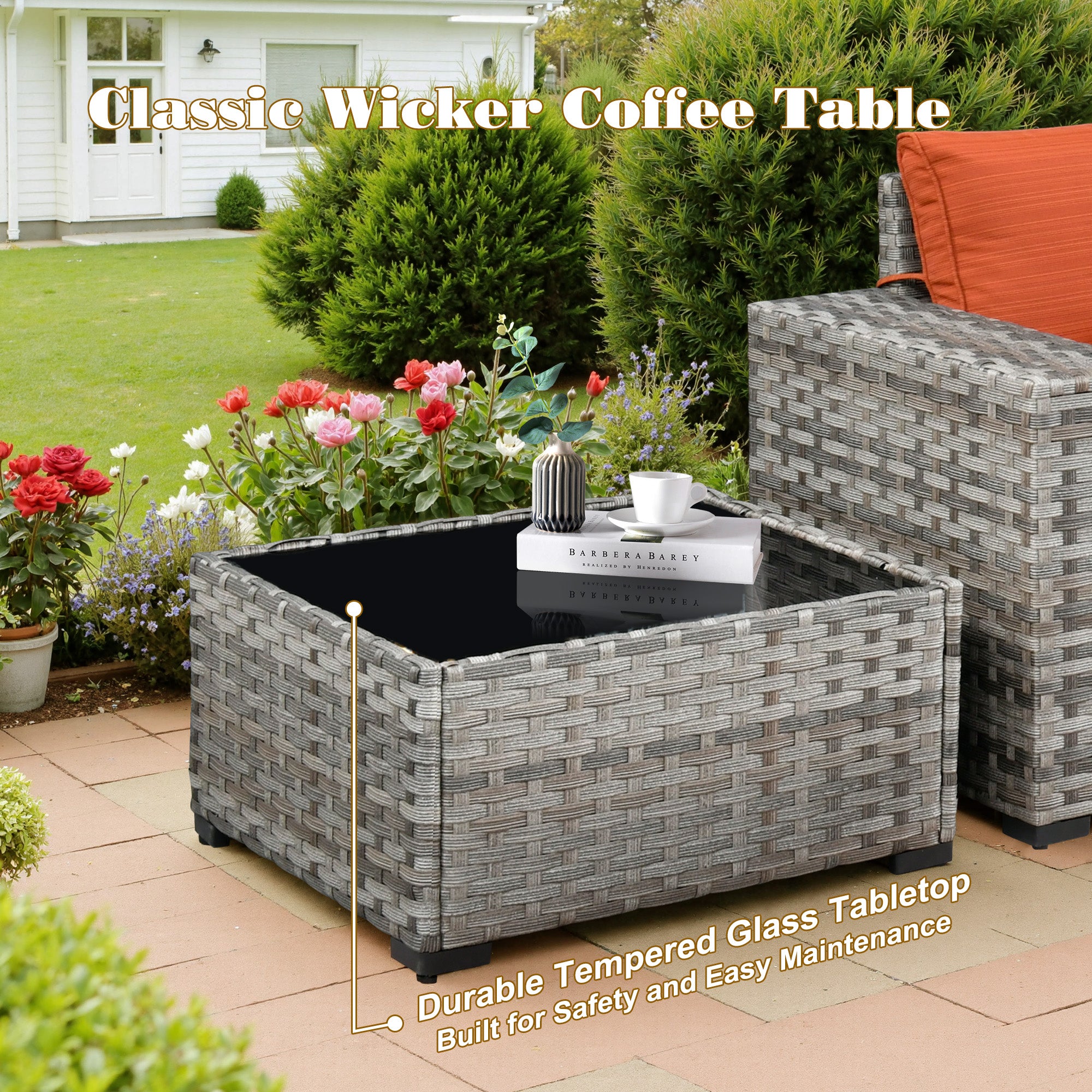 OVIOS Outdoor Conversation Set with 7.68" Extra-Wide Armrests and Rocking Chairs