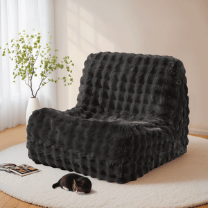#Color_Dark Grey Fluffy Faux Fur