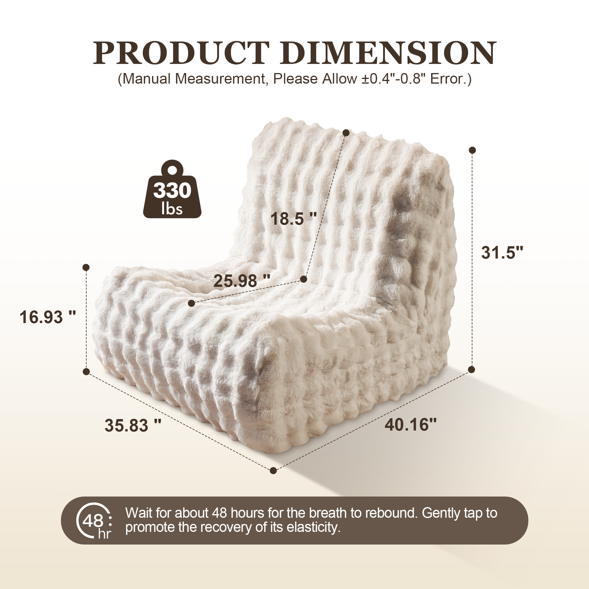 OVIOS Luxurious Fluffy Faux Fur Bean Bag Couch