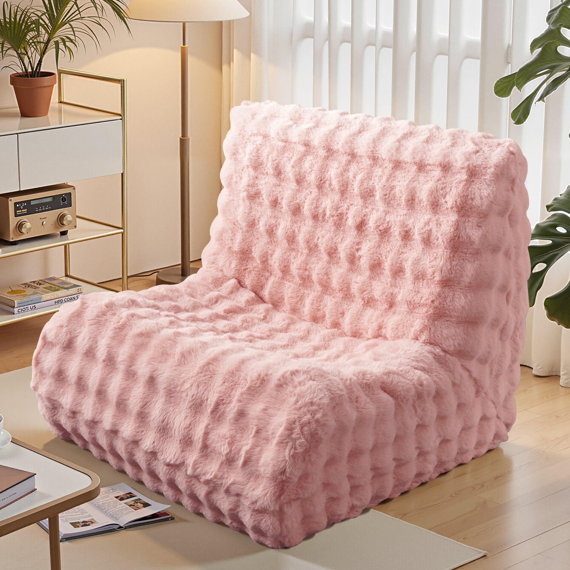 OVIOS Luxurious Fluffy Faux Fur Bean Bag Couch