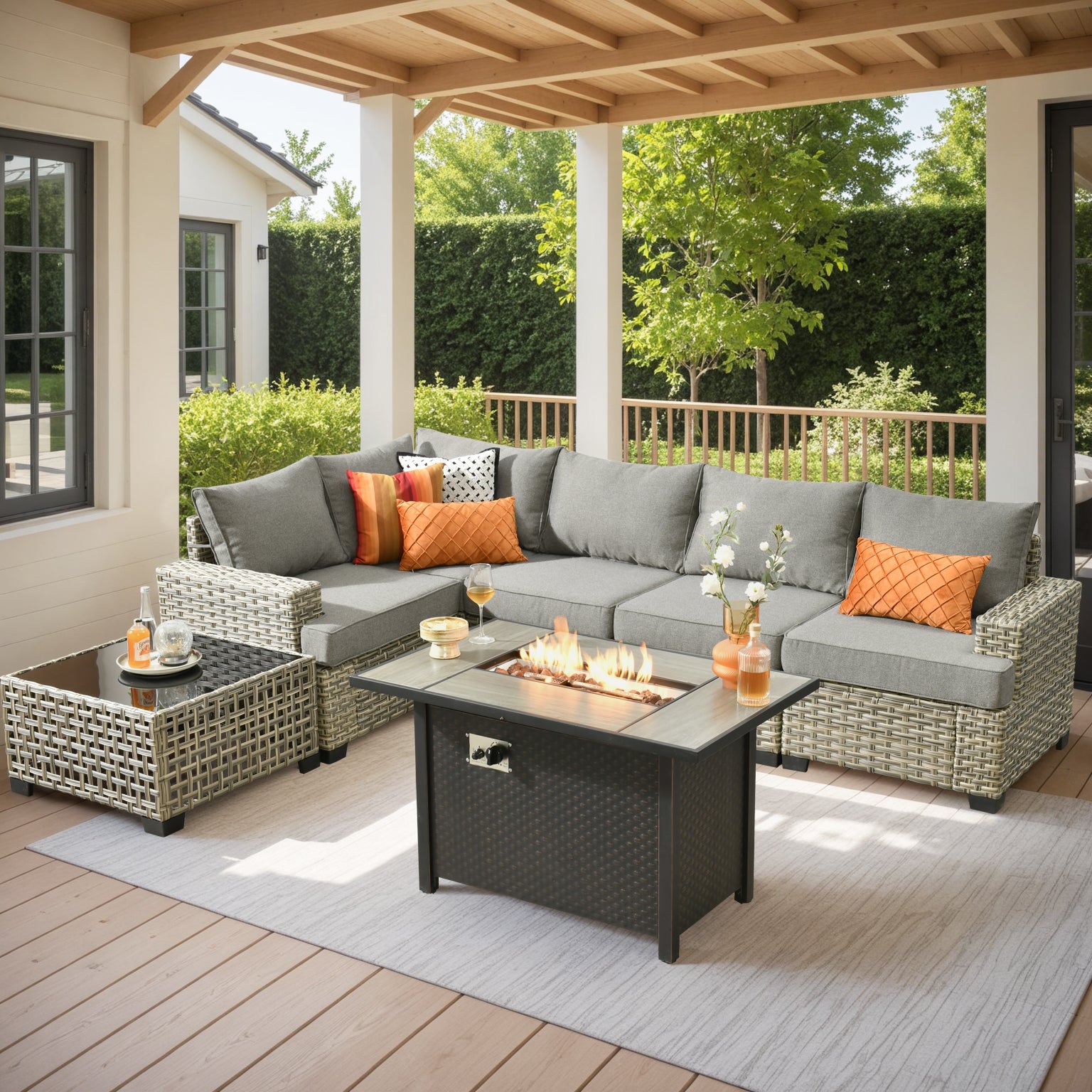 Sectional Sofa Home Depot Patio Set With Fire Pit Brookbury Wicker