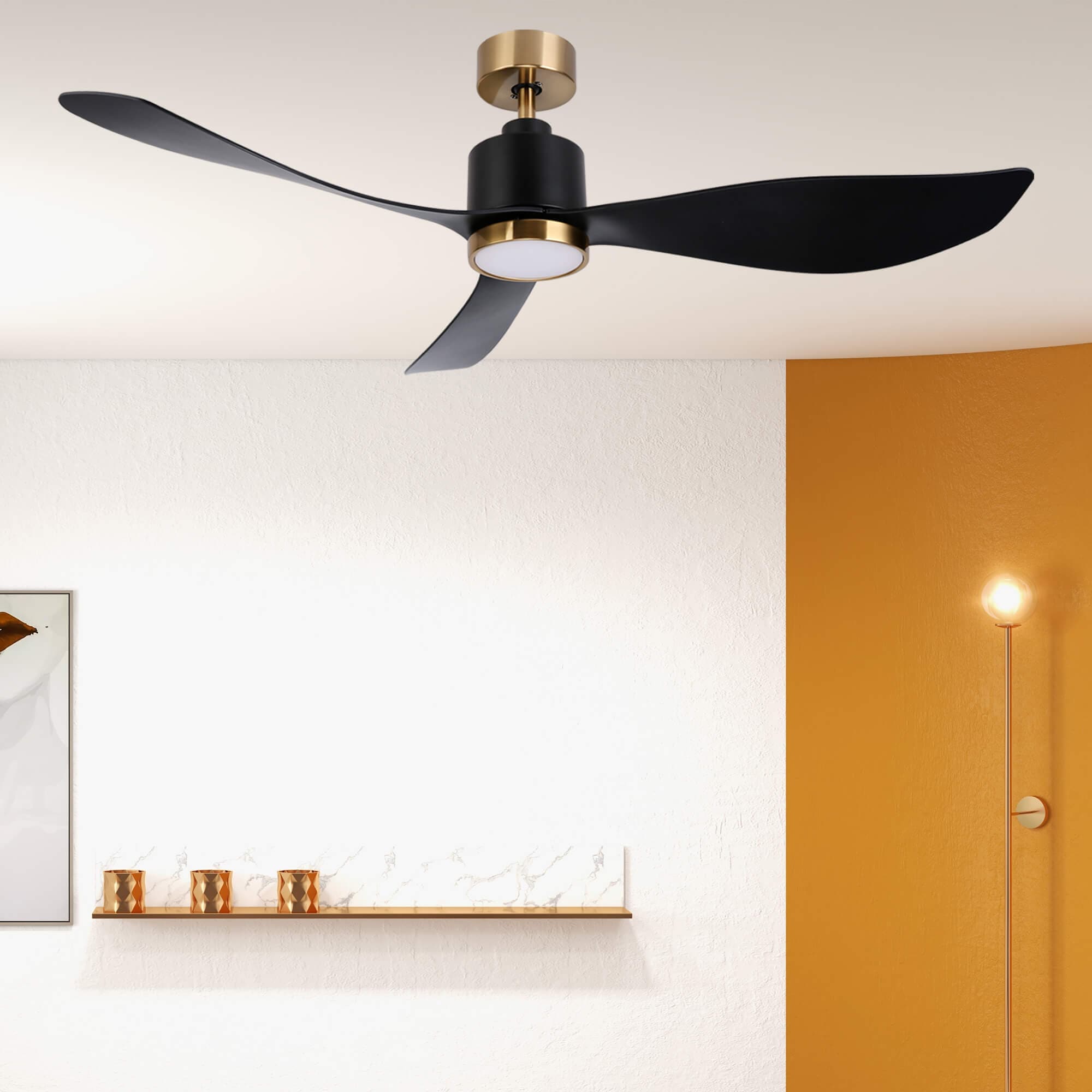 Ovios 52‘’ Ceiling Fan Reversible 3 Blades with Remote Control Lights, DC Motor