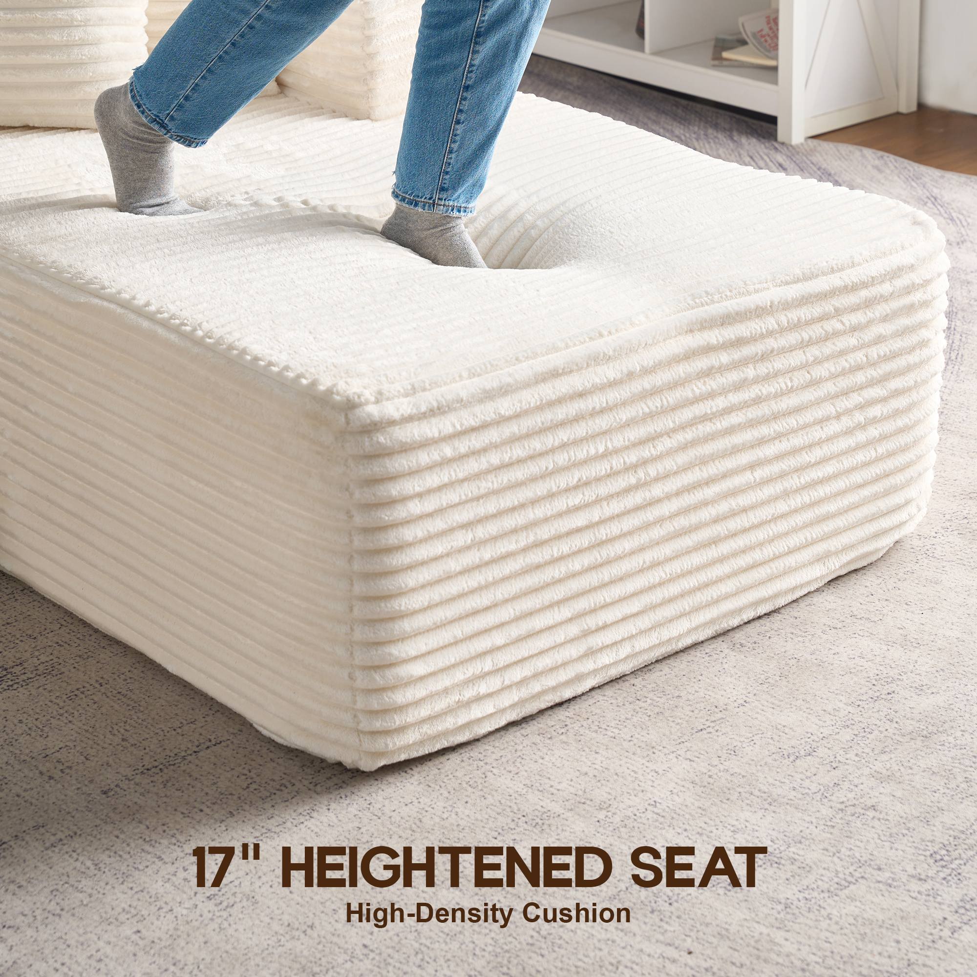 OVIOS 108" U-Shape Modular Couch with Ottoman, Plush Corduroy Fabric, No Assembly Required