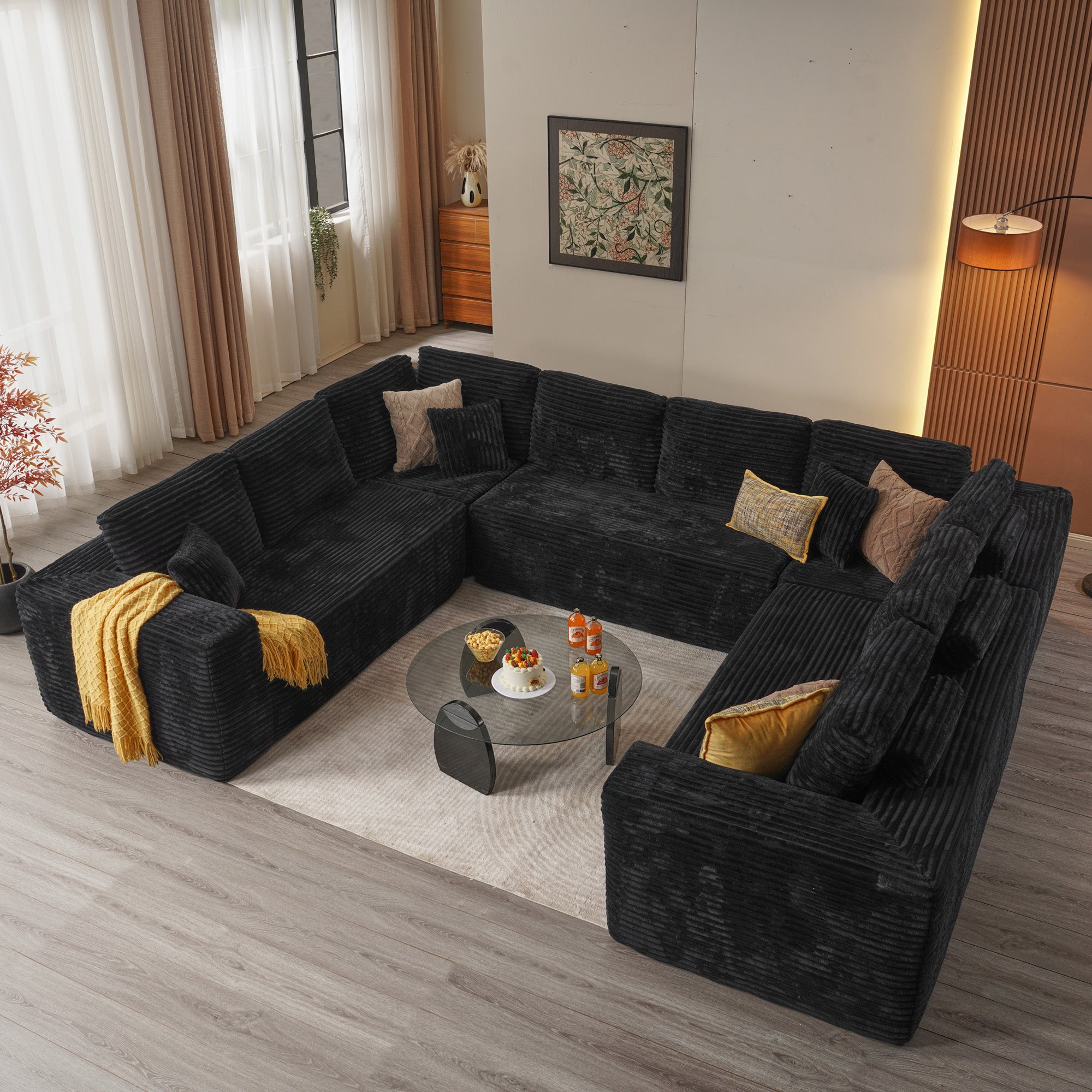 OVIOS Modular Sectional Cloud Couch, Plush Corduroy Sofa with Memory Foam, No Assembly