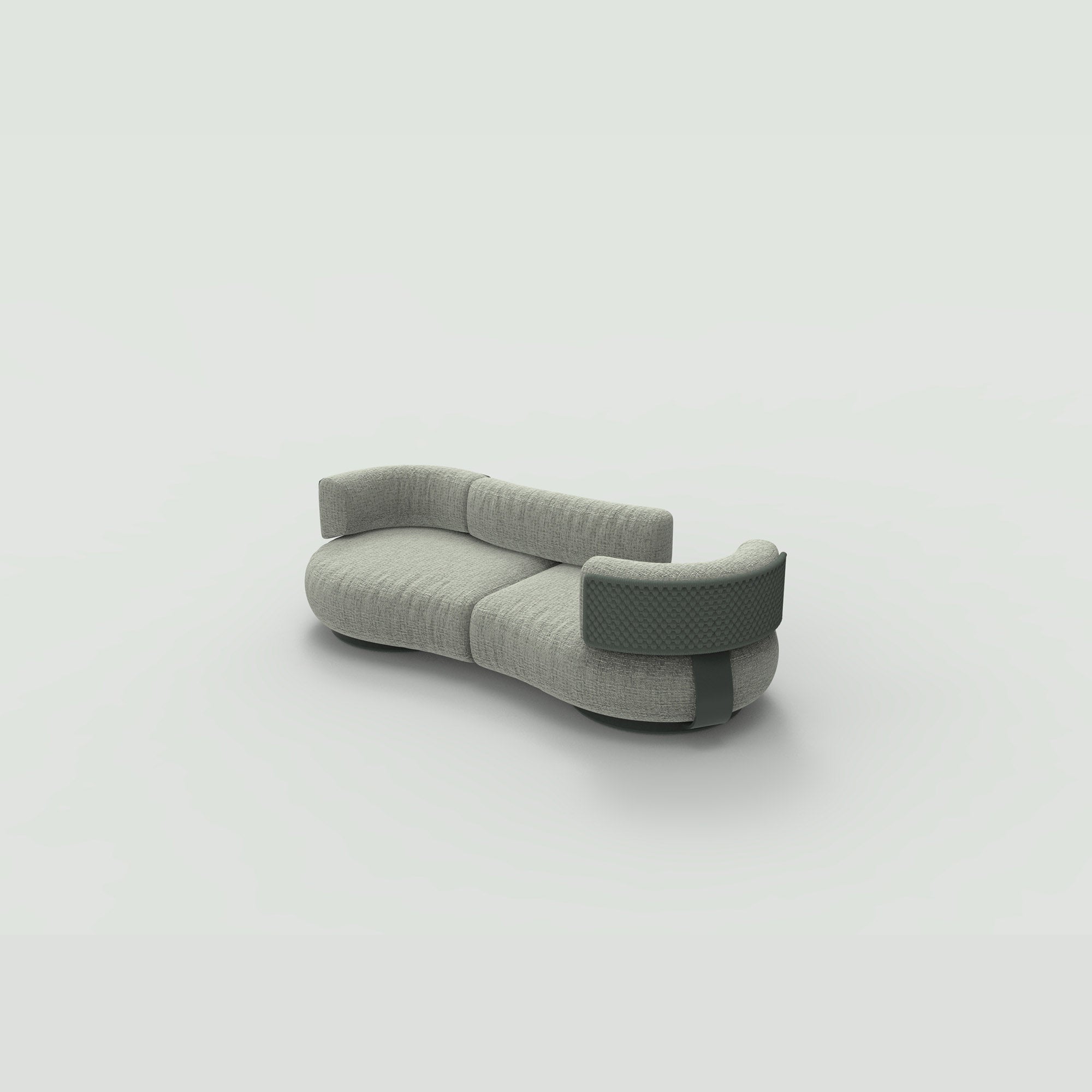 OVIOS Eros’s Embrace modern curved sectional sofa with textured grey fabric.