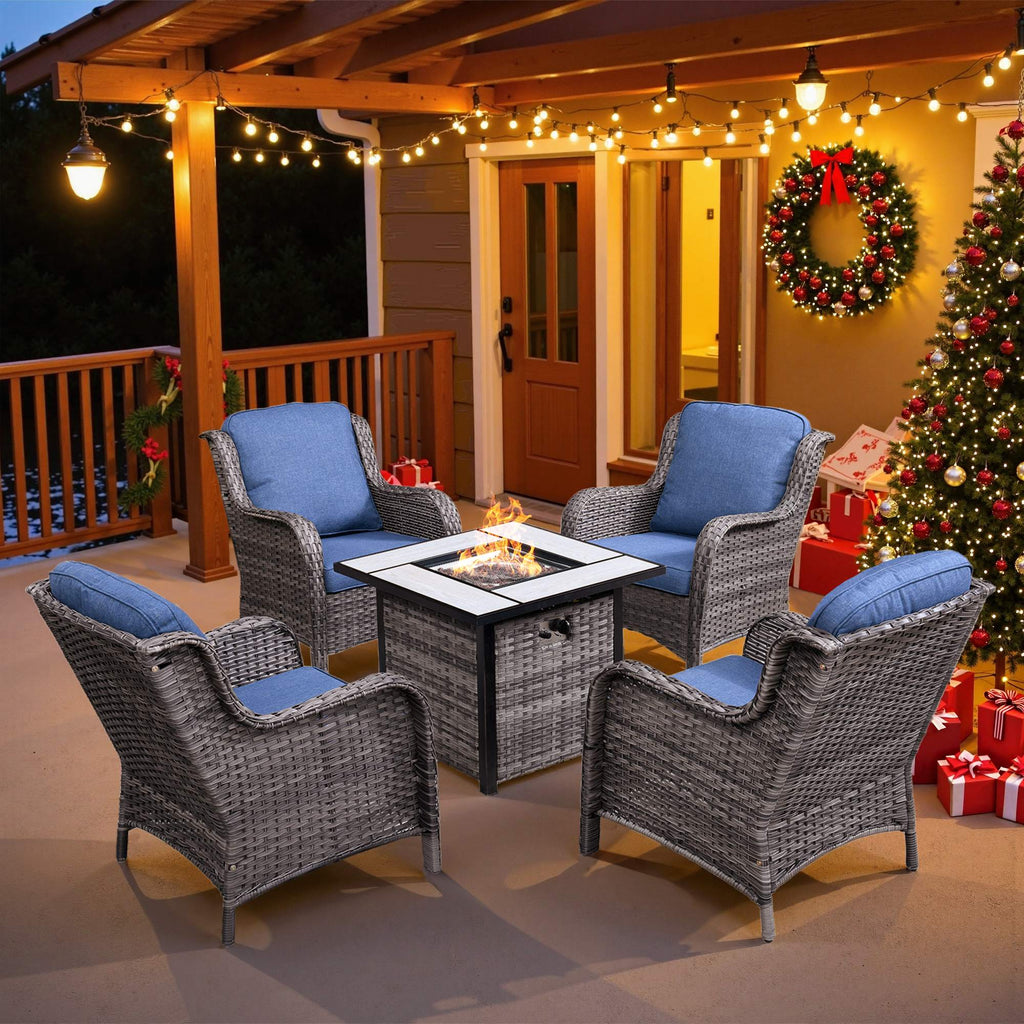 Outdoor 5 Piece 30 Fire Pit Table Kenard Chairs