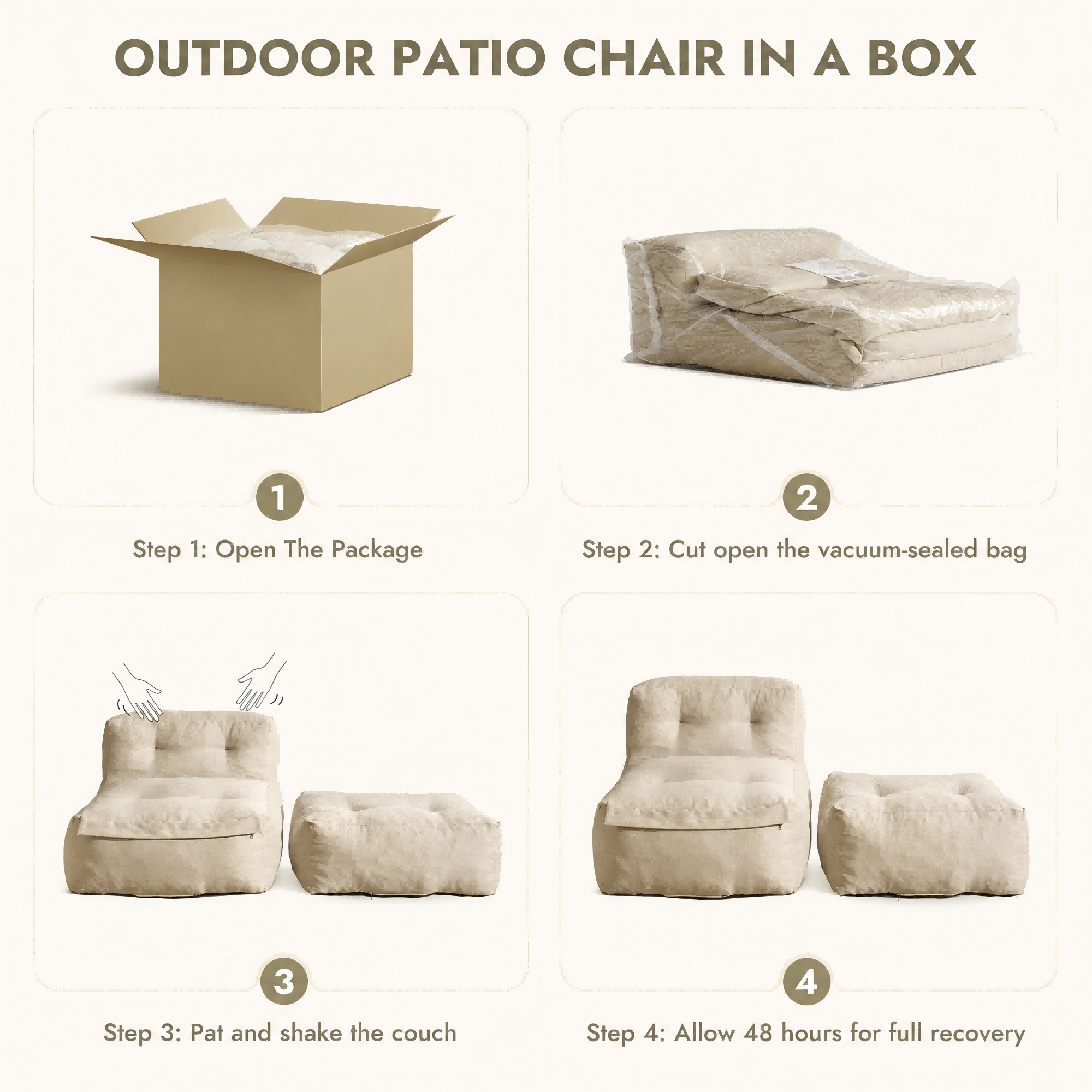 OVIOS Lounge Sofa Set, Bean Bag Lounge Chair with Ottoman, Floor Sofa with Footrest for Indoor & Outdoor