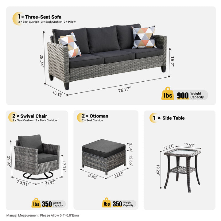 #Color_Grey Wicker Black Cushion