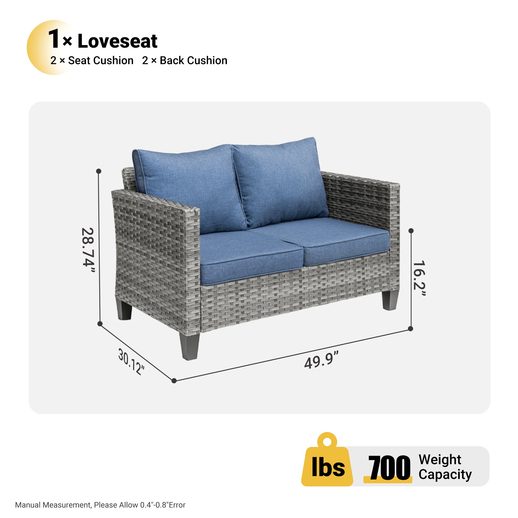 Outdoor Loveseat High Back Armrest
