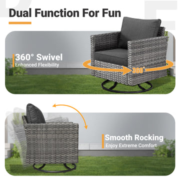 9-Pc Set Patio Set w/ Fire Pit Swivels