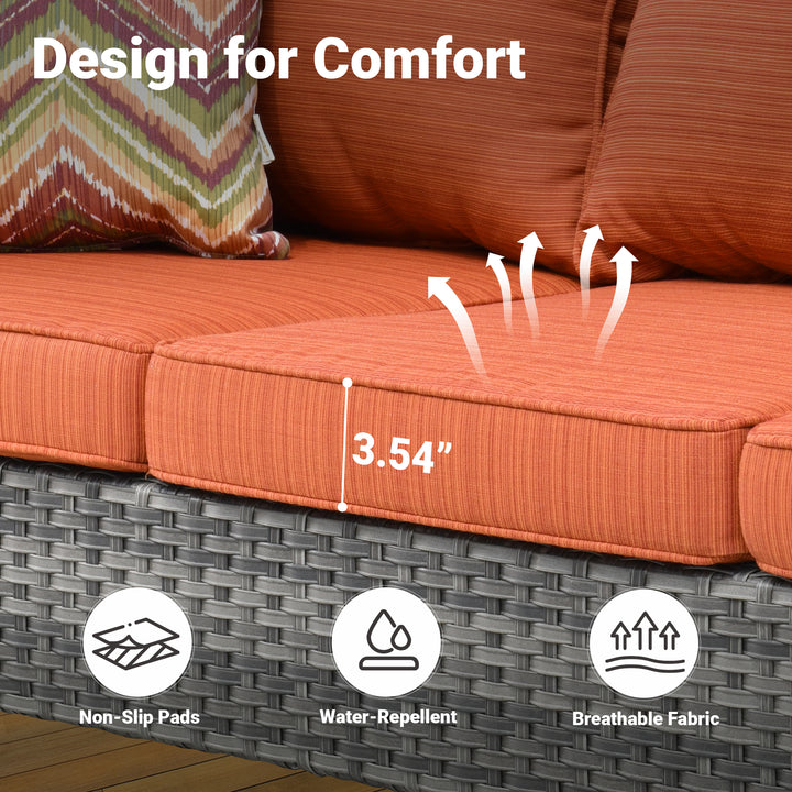 #Color_Grey Wicker Orange Cushion|#Finish_Light Grey Wicker A