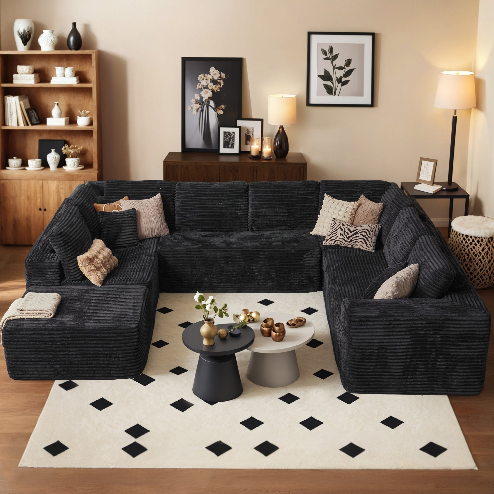 OVIOS Modular Sectional Cloud Couch, Plush Corduroy Sofa with Memory Foam, No Assembly