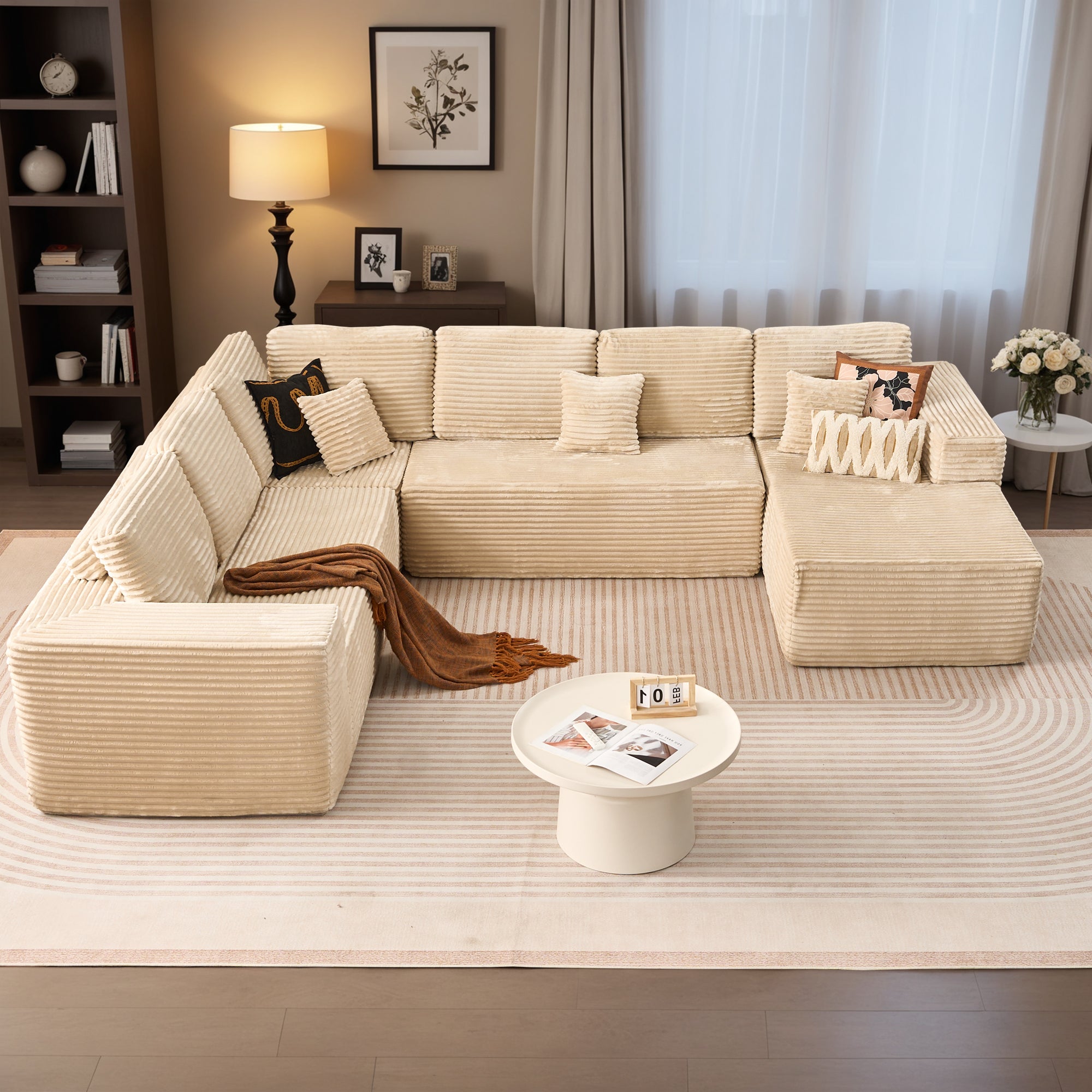 OVIOS Modular Sectional Cloud Couch, Plush Corduroy Sofa with Memory Foam, No Assembly