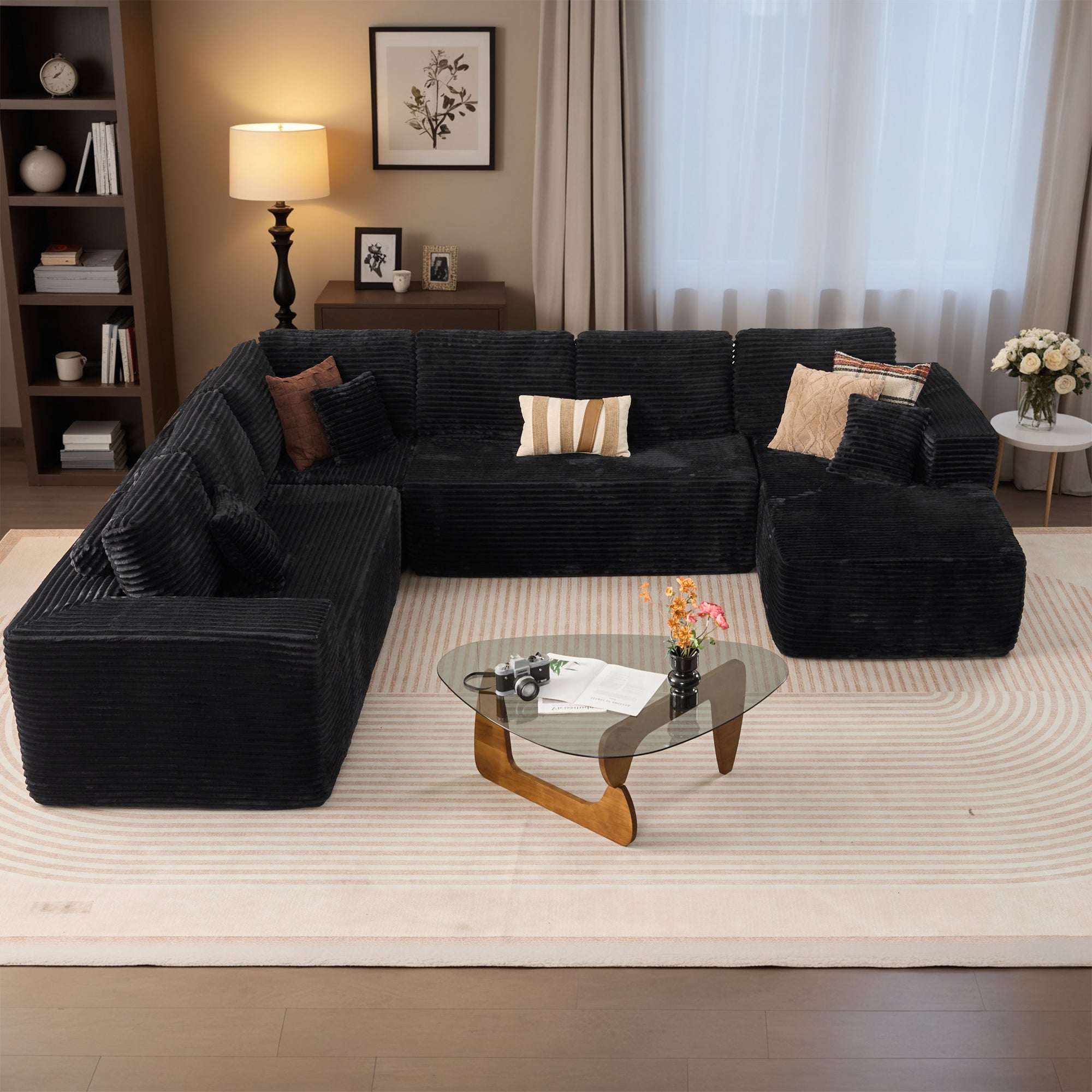 OVIOS Modular Sectional Cloud Couch, Plush Corduroy Sofa with Memory Foam, No Assembly