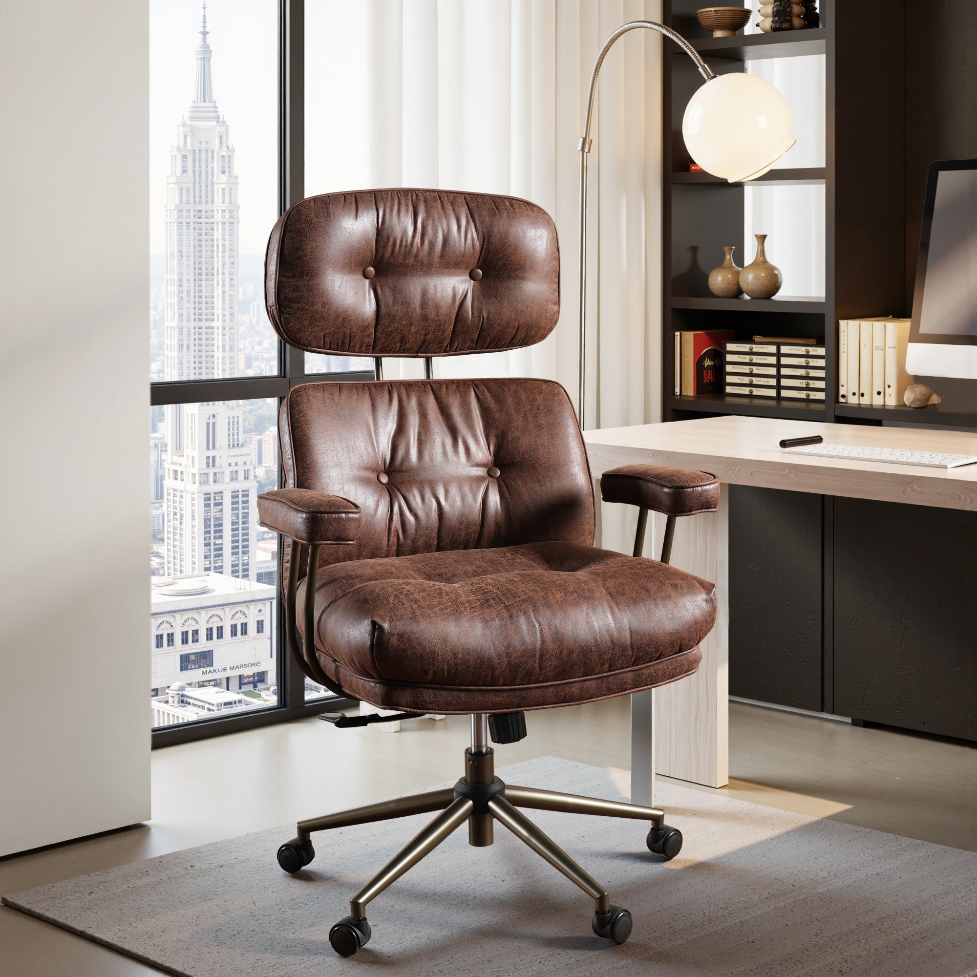 OVIOS Office Executive Chair Oversize Cushions Suede Fabric