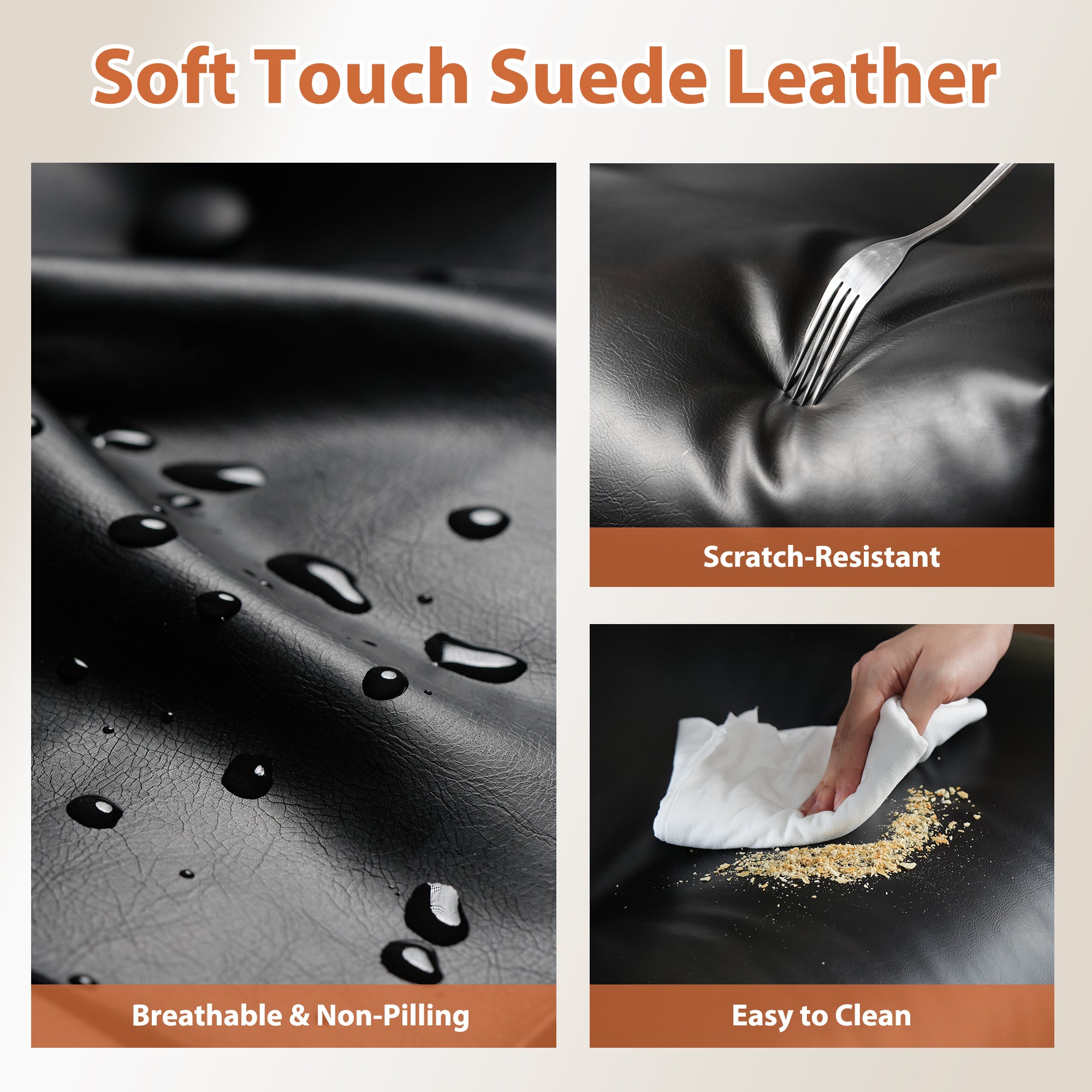 OVIOS Office Executive Chair Oversize Cushions Suede Fabric