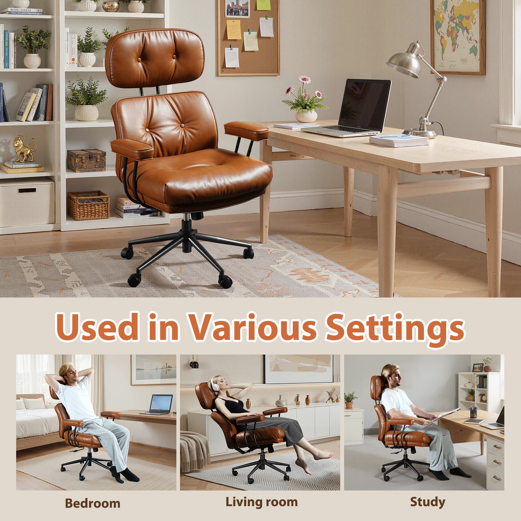 OVIOS Office Executive Chair Oversize Cushions Suede Fabric