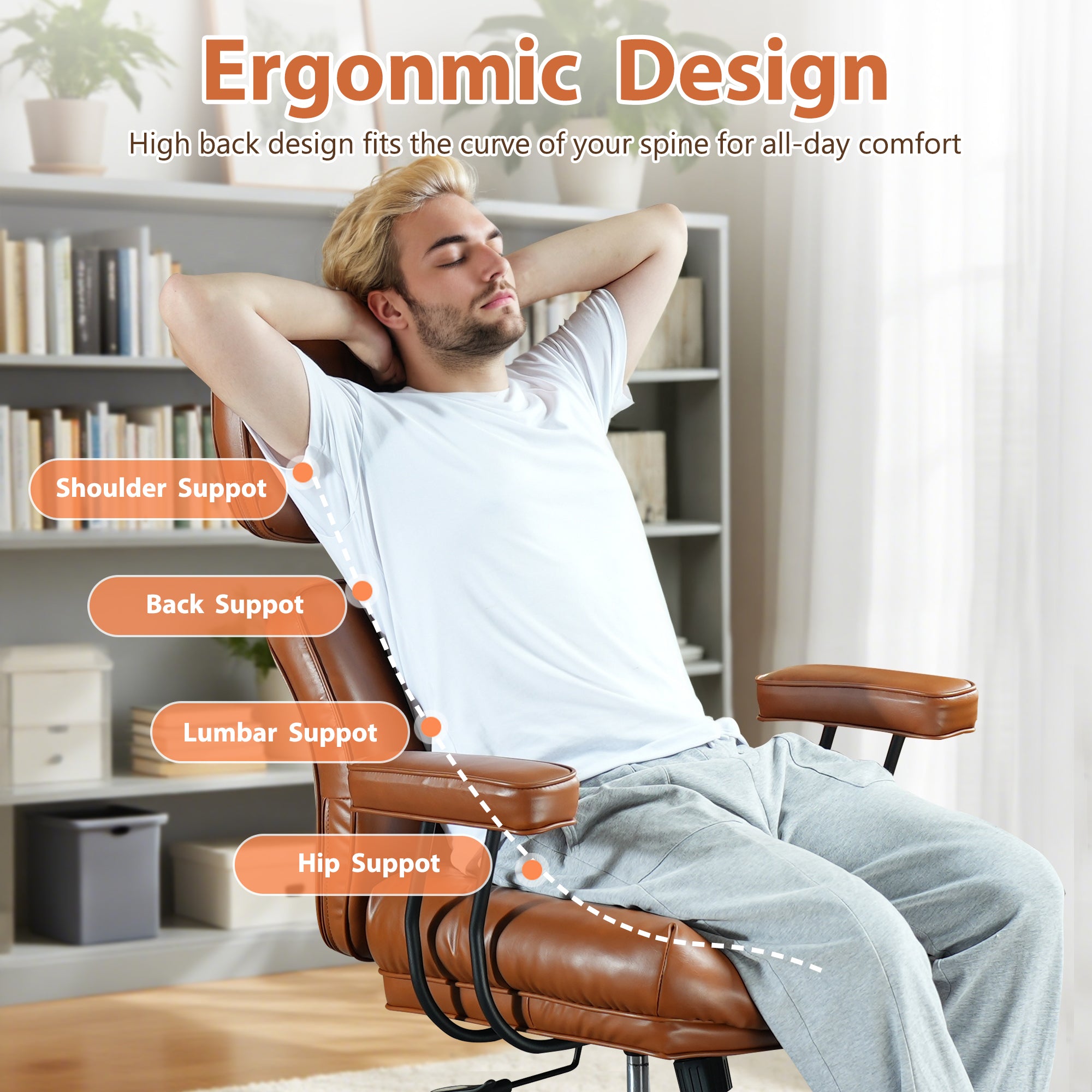 OVIOS Office Executive Chair Oversize Cushions Suede Fabric