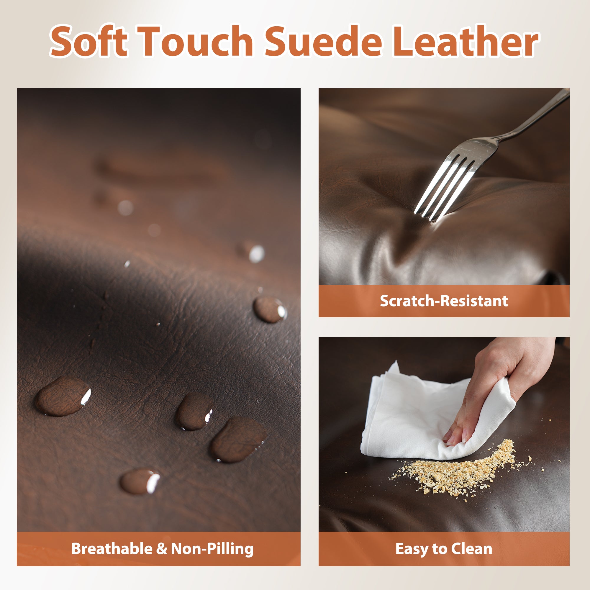 OVIOS Office Executive Chair Oversize Cushions Suede Fabric