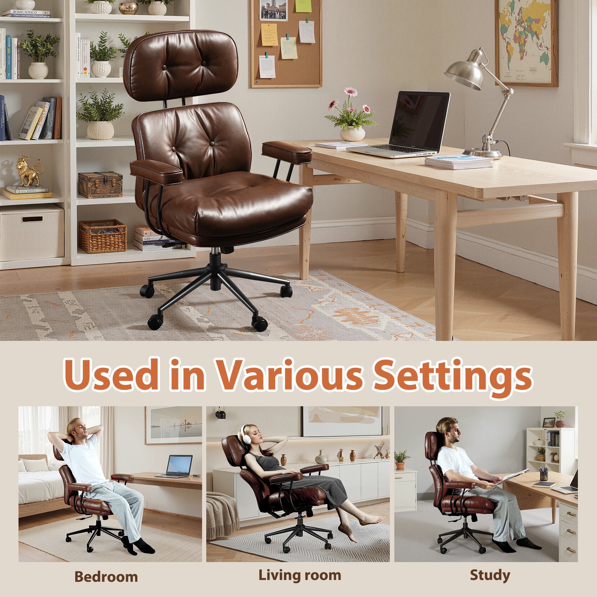 OVIOS Office Executive Chair Oversize Cushions Suede Fabric