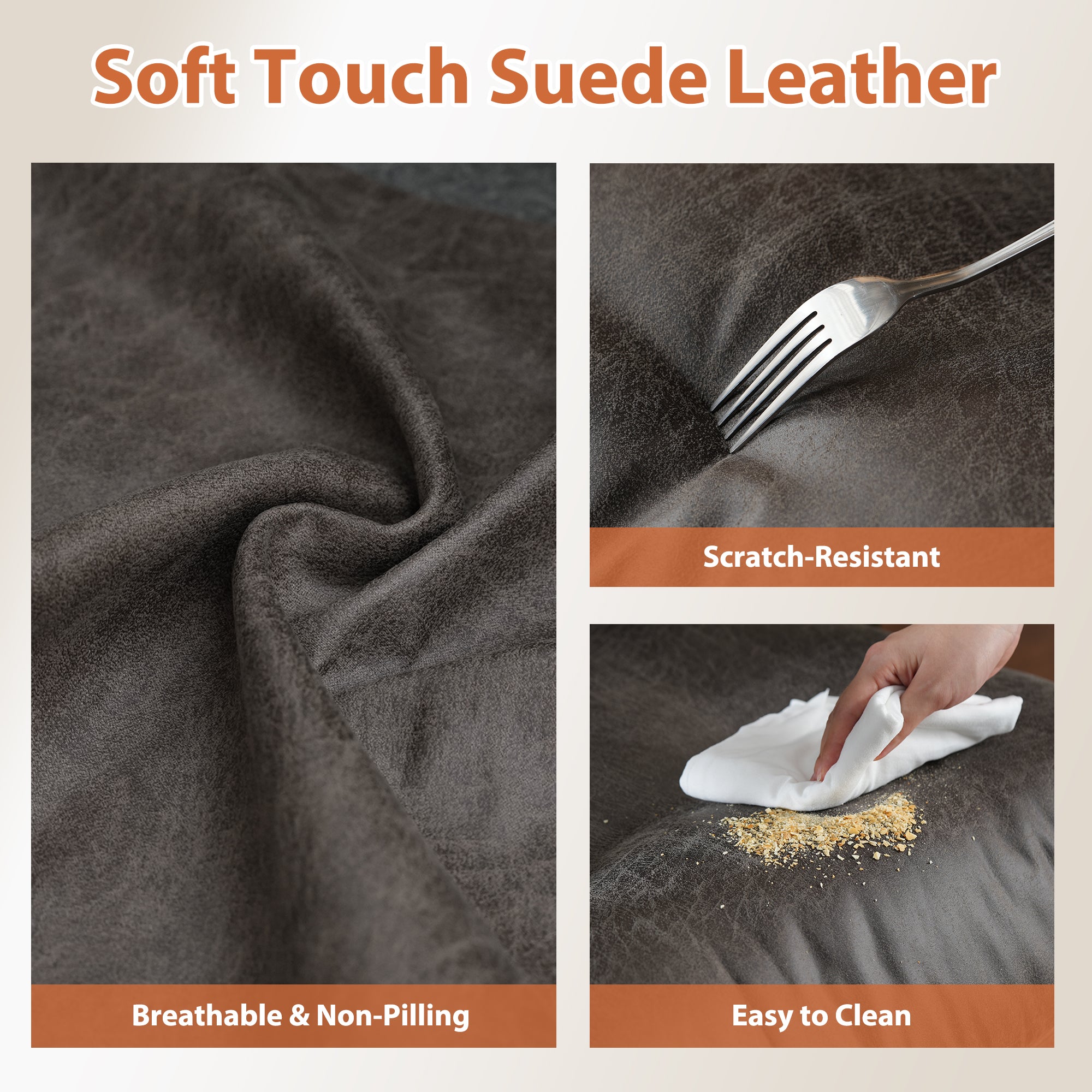 OVIOS Office Executive Chair Oversize Cushions Suede Fabric