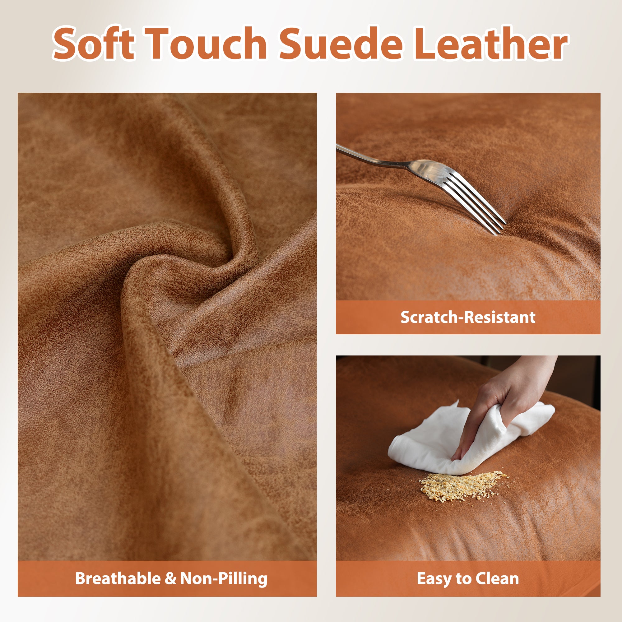 OVIOS Office Executive Chair Oversize Cushions Suede Fabric