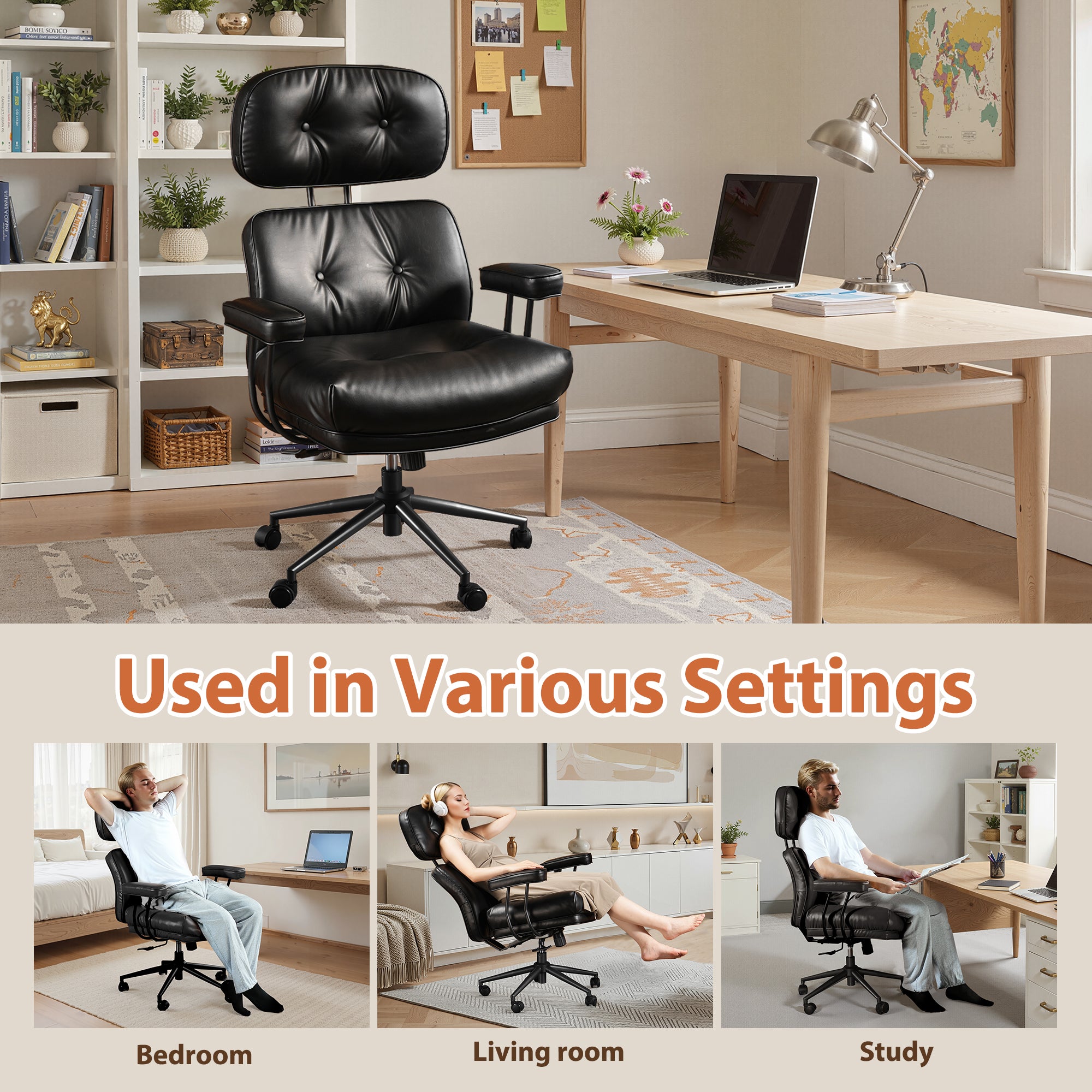 OVIOS Office Executive Chair Oversize Cushions Suede Fabric