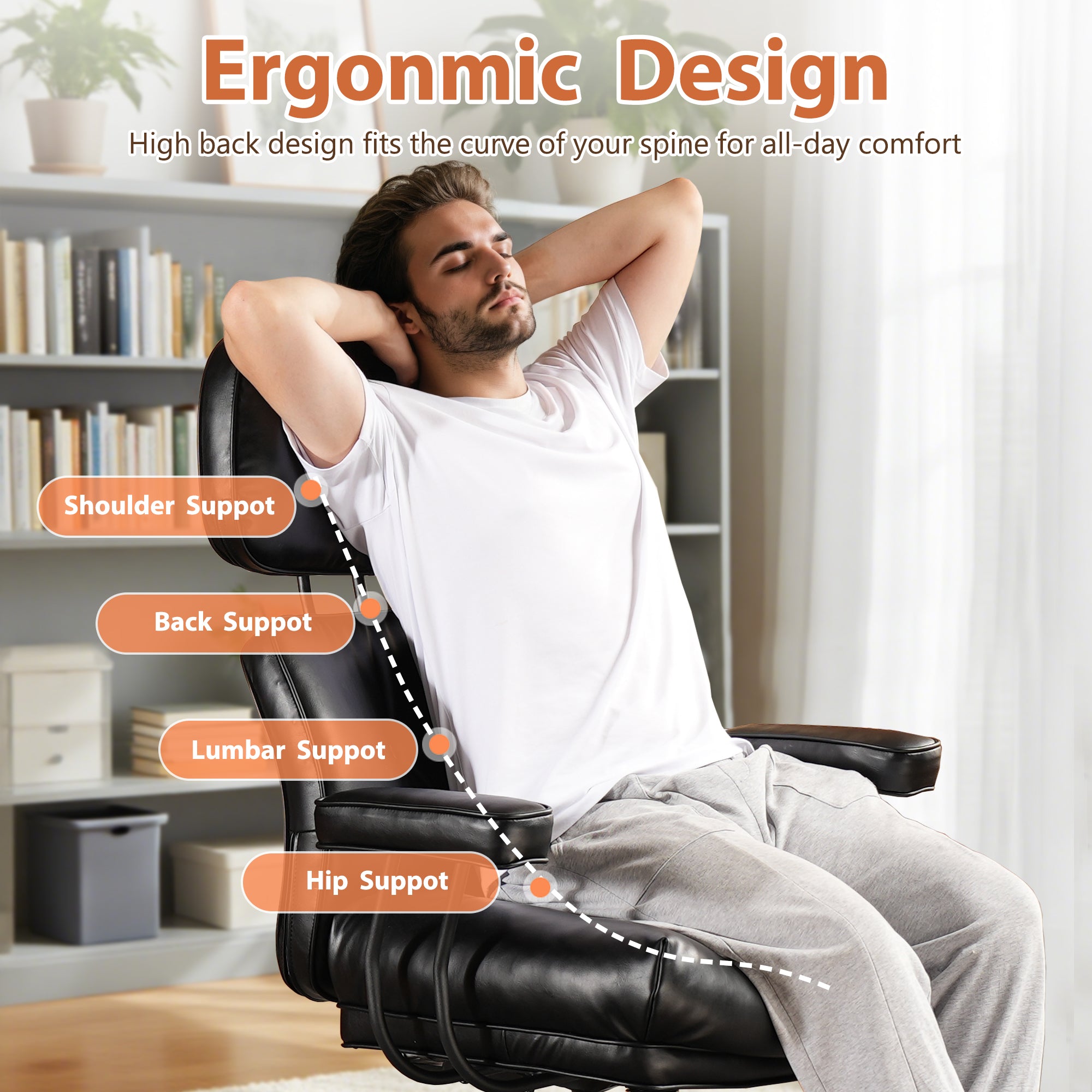 OVIOS Office Executive Chair Oversize Cushions Suede Fabric