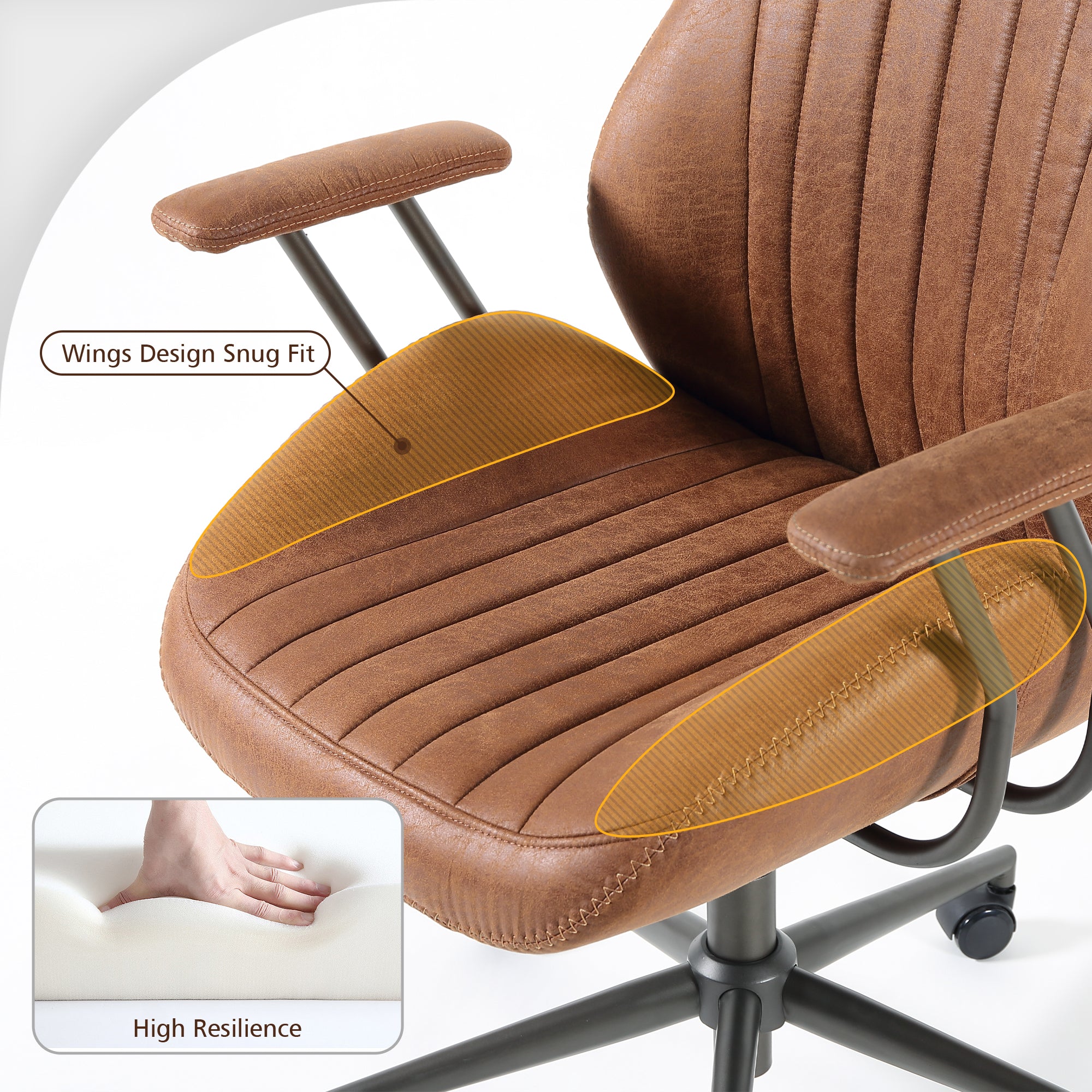 Ovios ergonomic office chair modern computer desk chair high back suede fabric desk chair with lumbar support sales