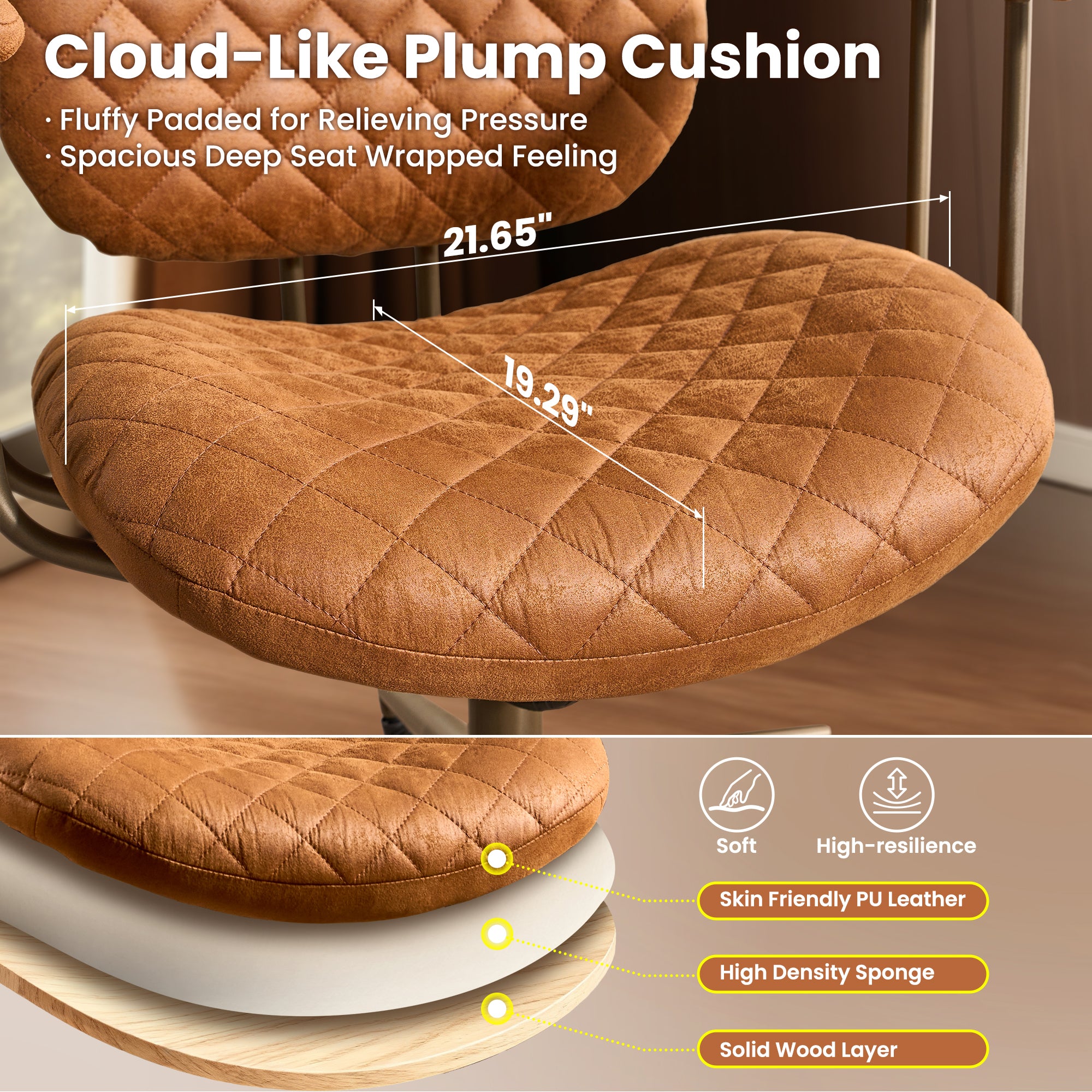 OVIOS Mid-Back Ergonomic Office Chair for Home Workspace