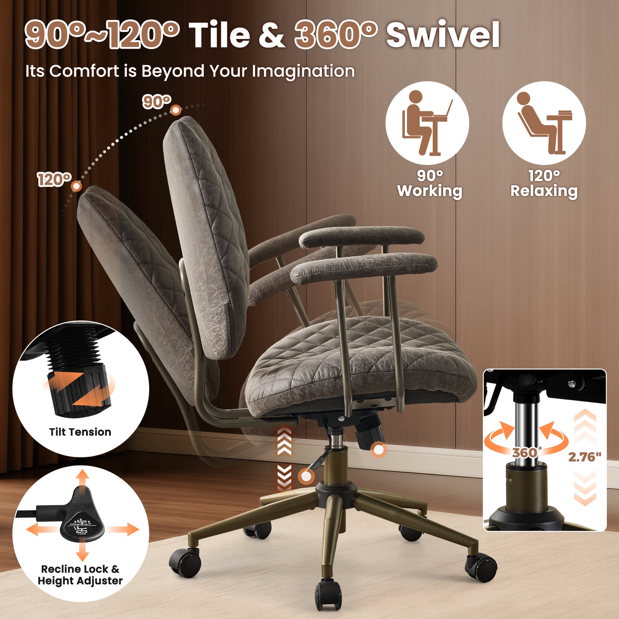 OVIOS Mid-Back Ergonomic Office Chair for Home Workspace