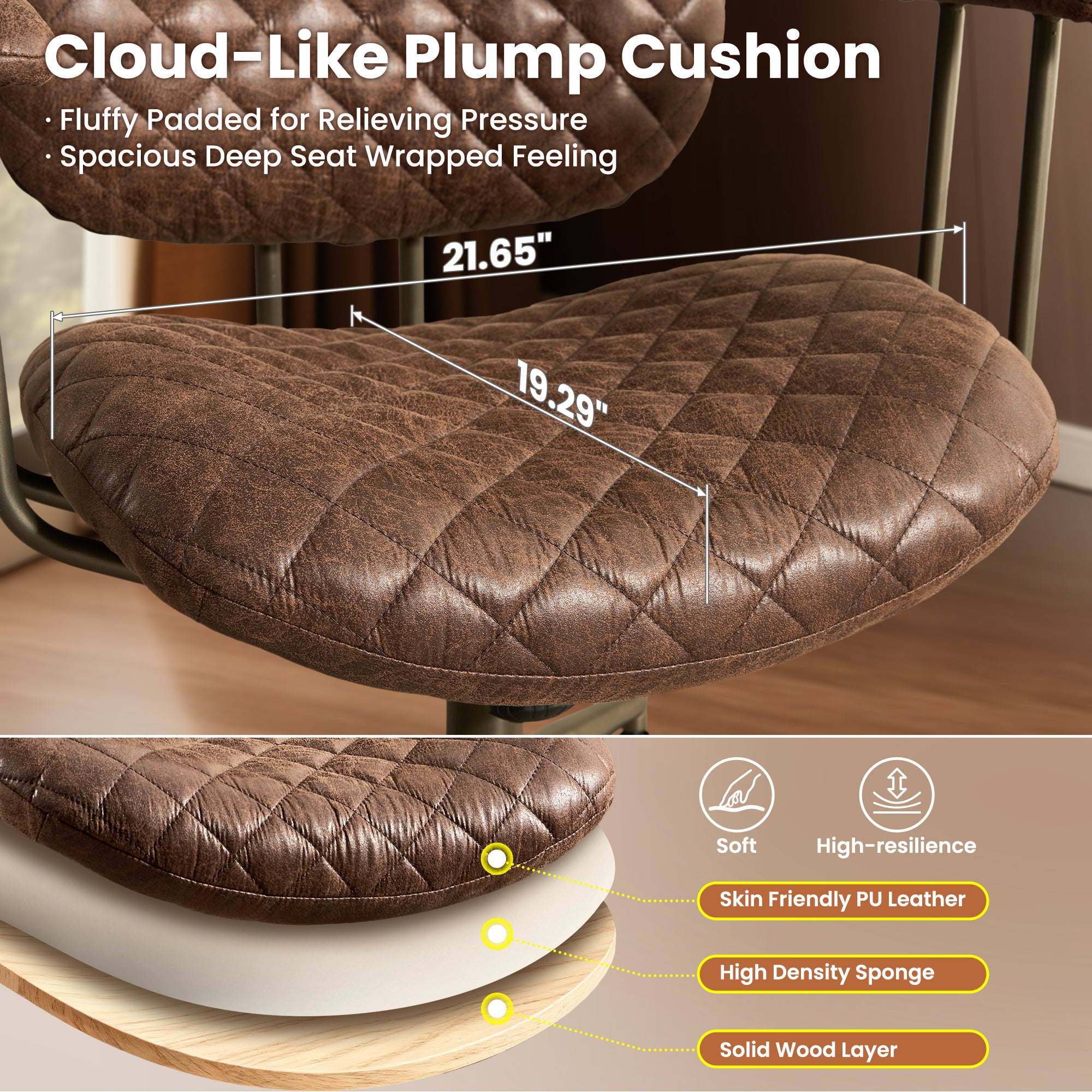 OVIOS Mid-Back Ergonomic Office Chair for Home Workspace