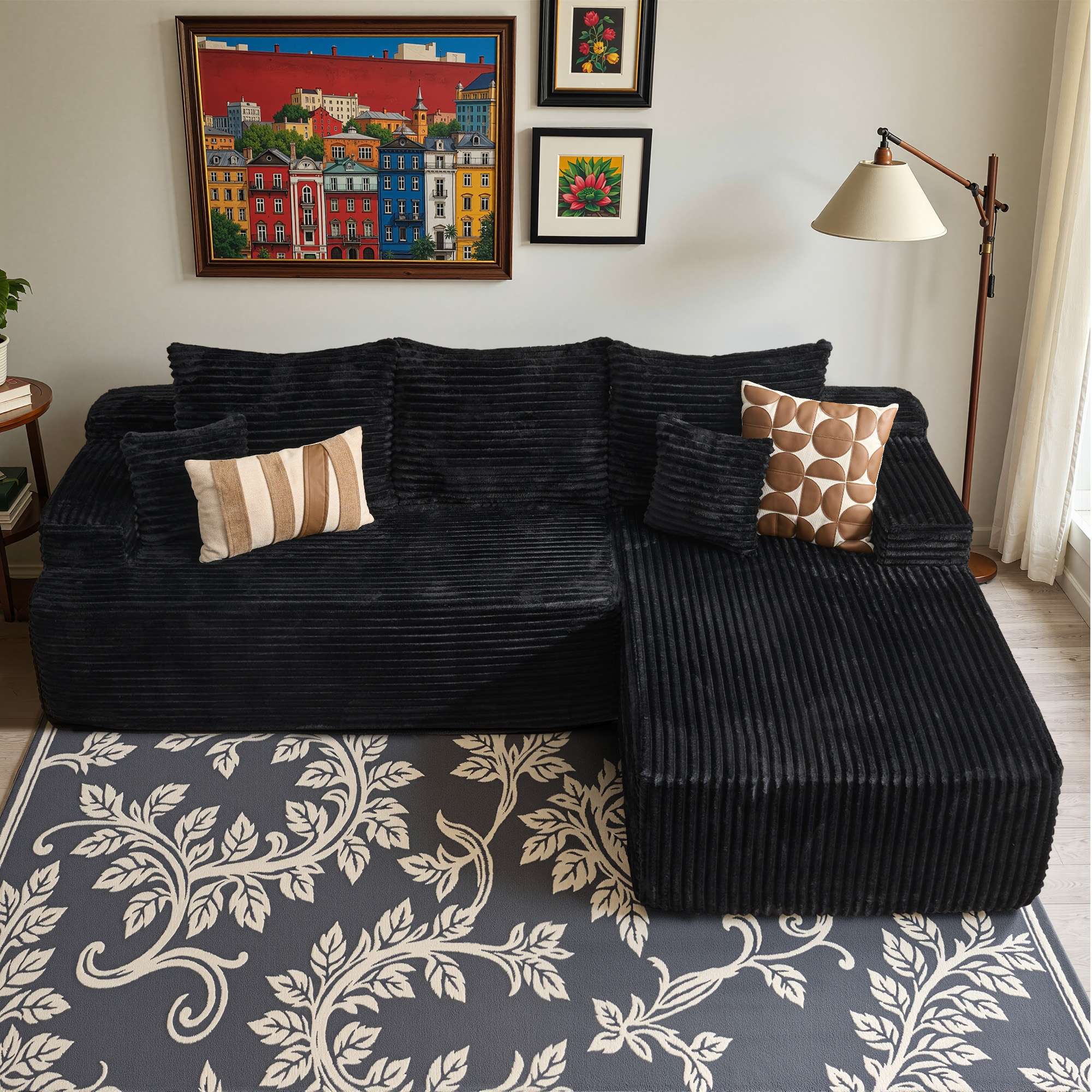 OVIOS 96" Cloud Sectional Couch with L-Shape Chaise,Modern Modular Sofa with Deep Seat, No Assembly Required