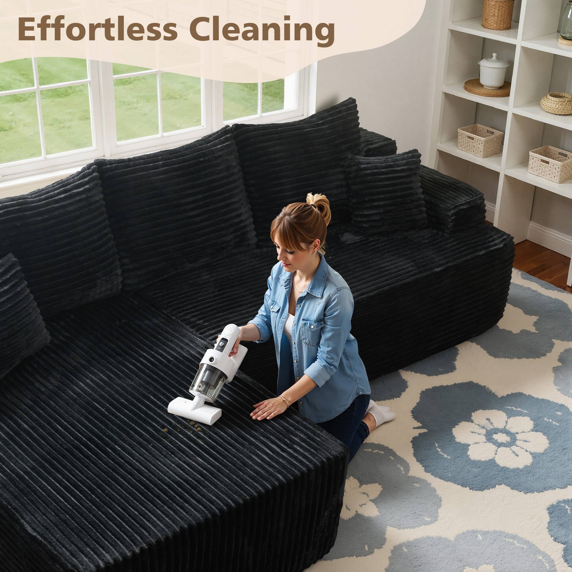 OVIOS 96" Cloud Sectional Couch with L-Shape Chaise,Modern Modular Sofa with Deep Seat, No Assembly Required