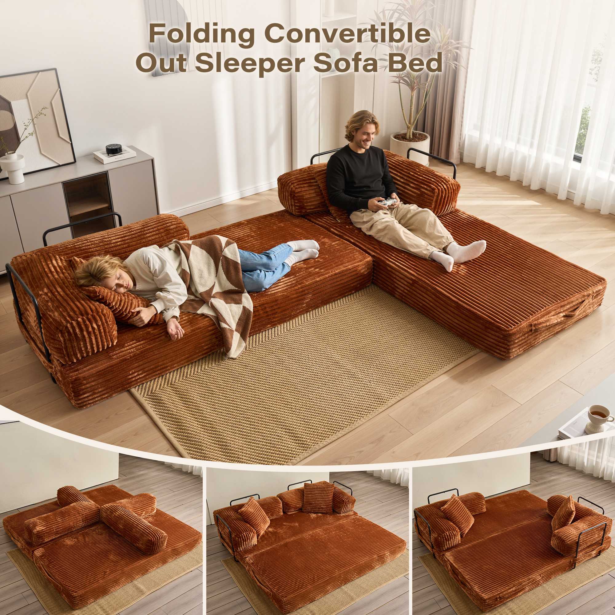 Ovios 80" Convertible Modular Sofa Bed