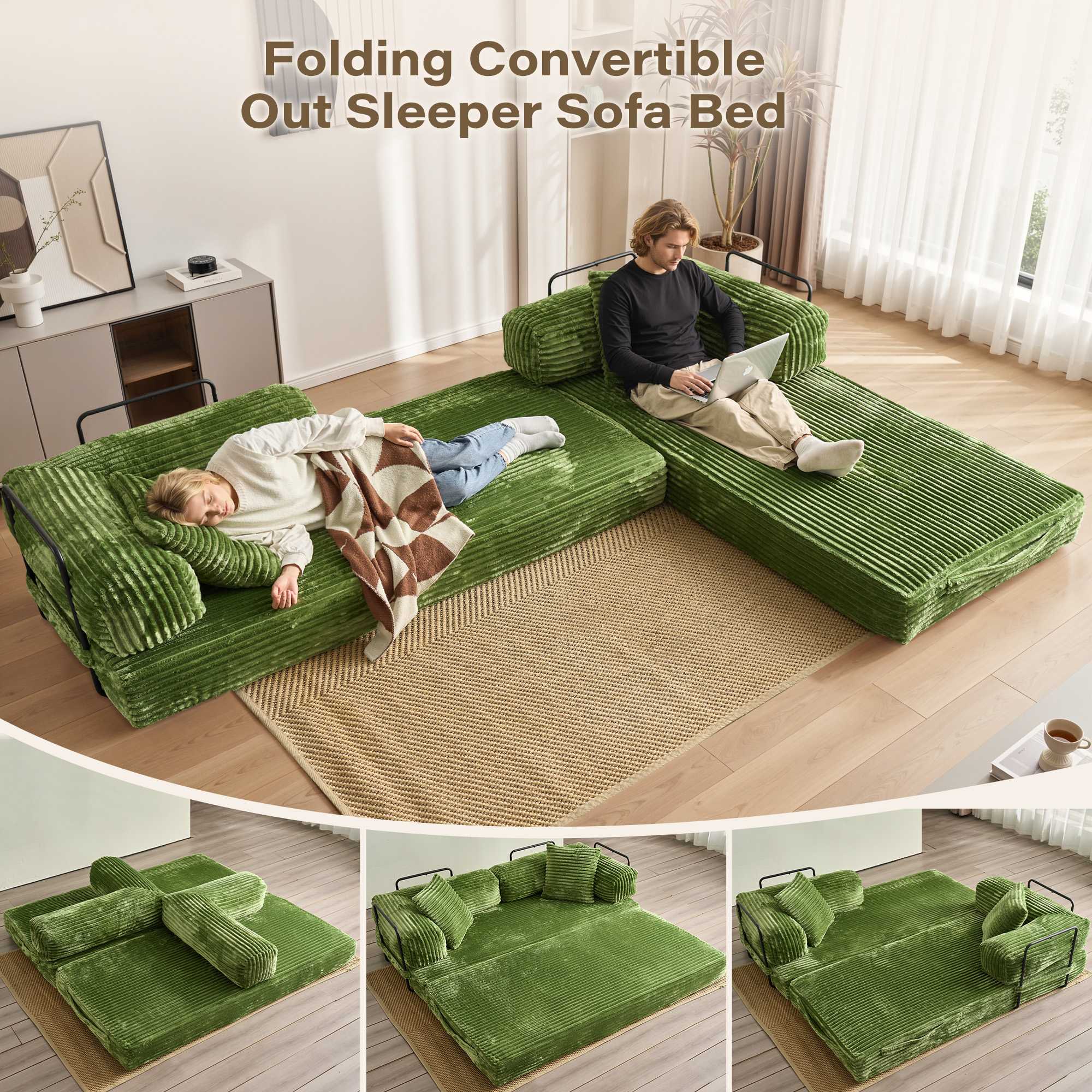 Ovios 80" Convertible Modular Sofa Bed