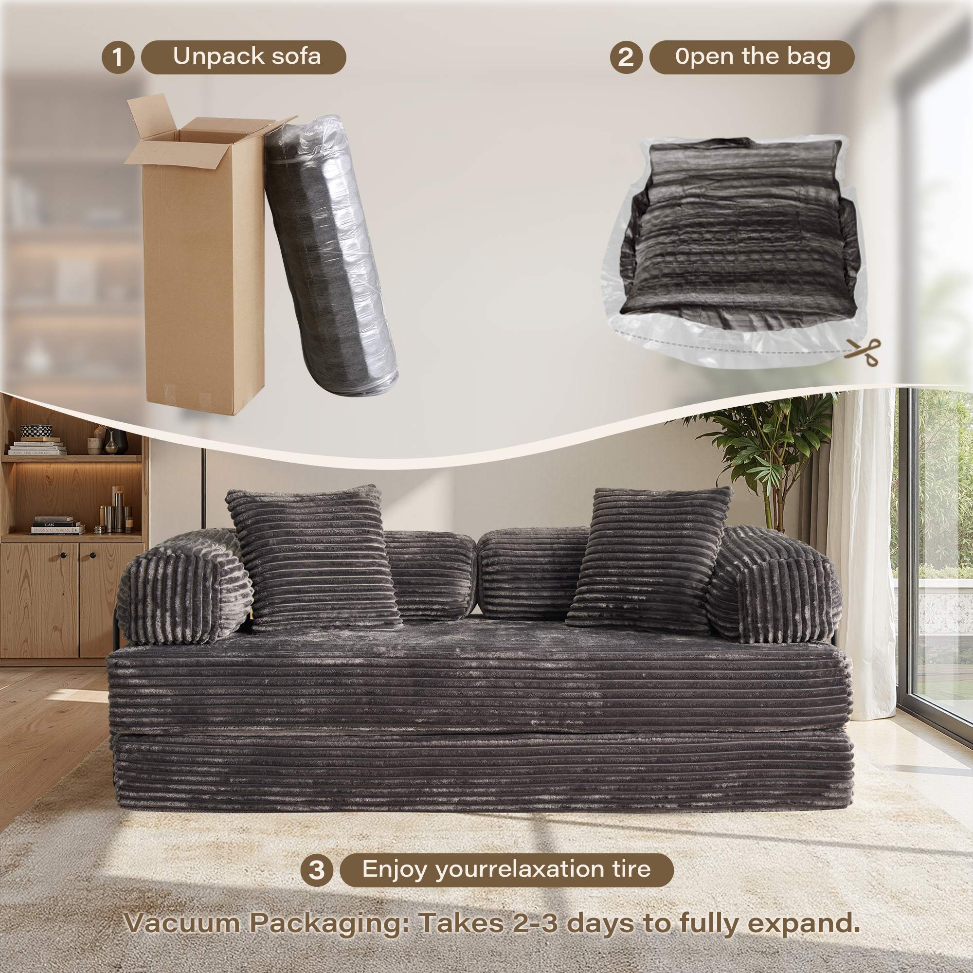 Ovios 80" Convertible Modular Sofa Bed