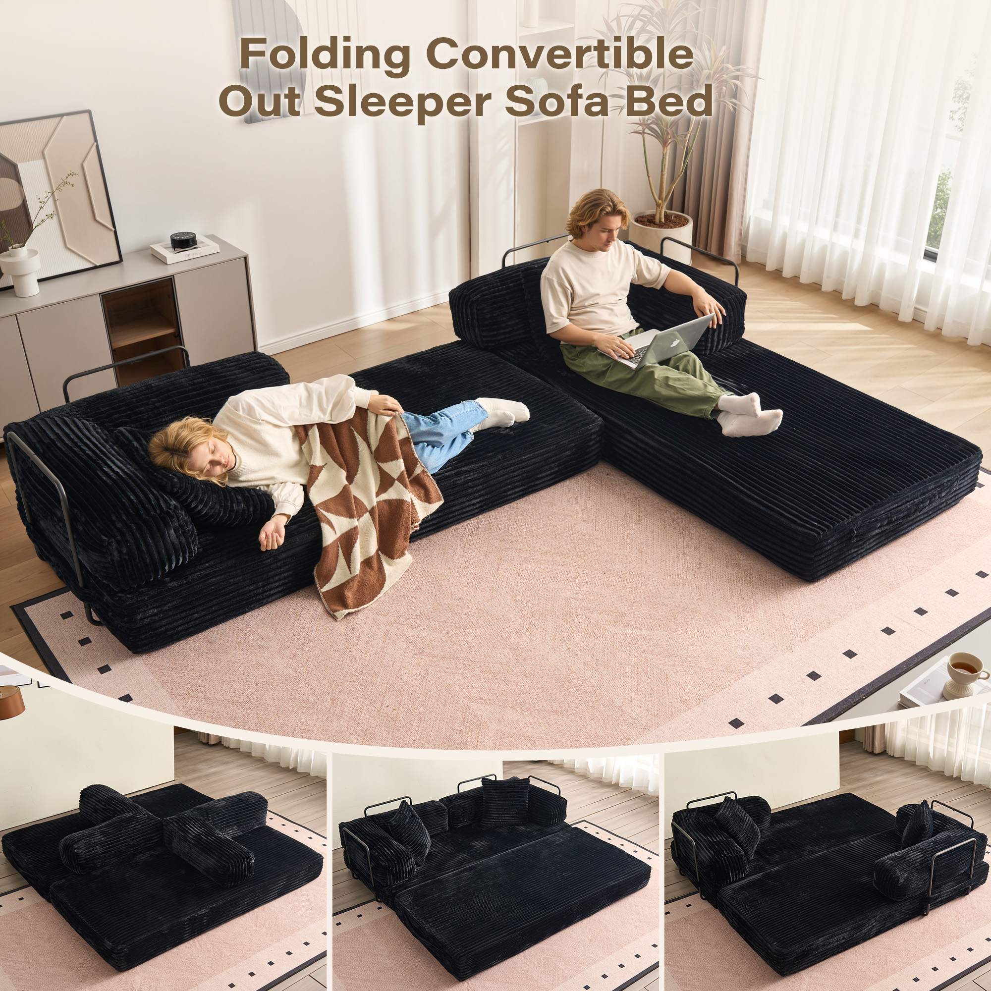 Ovios 80" Convertible Modular Sofa Bed