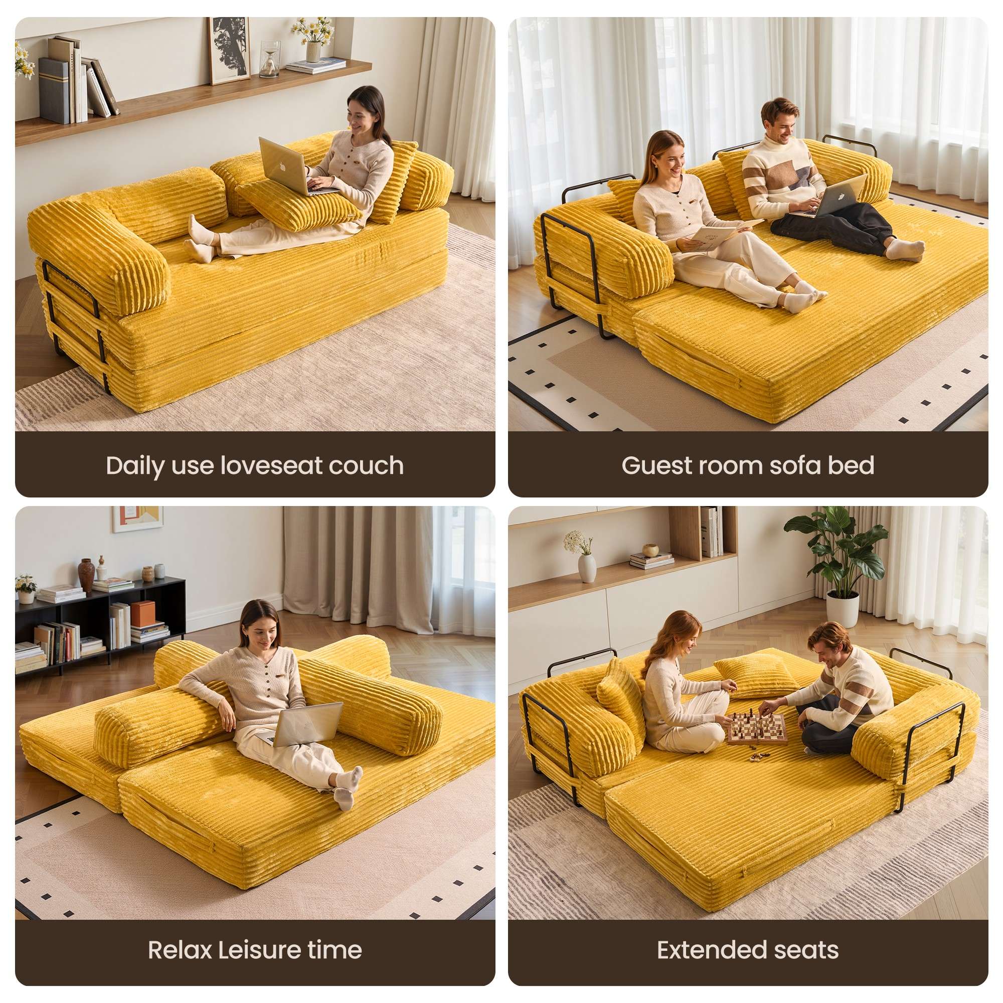 Ovios 80" Convertible Modular Sofa Bed