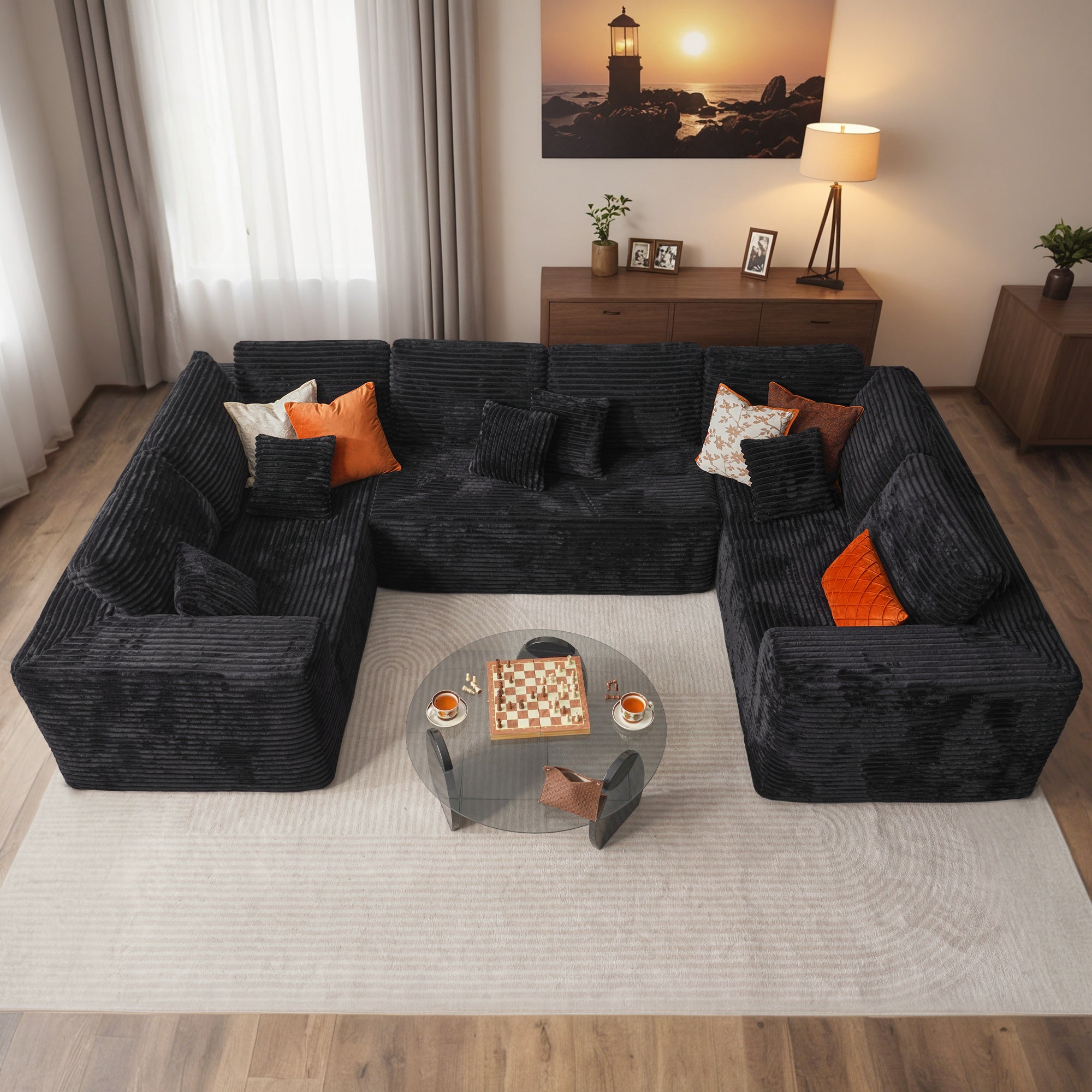 OVIOS Modular Sectional Cloud Couch, Plush Corduroy Sofa with Memory Foam, No Assembly