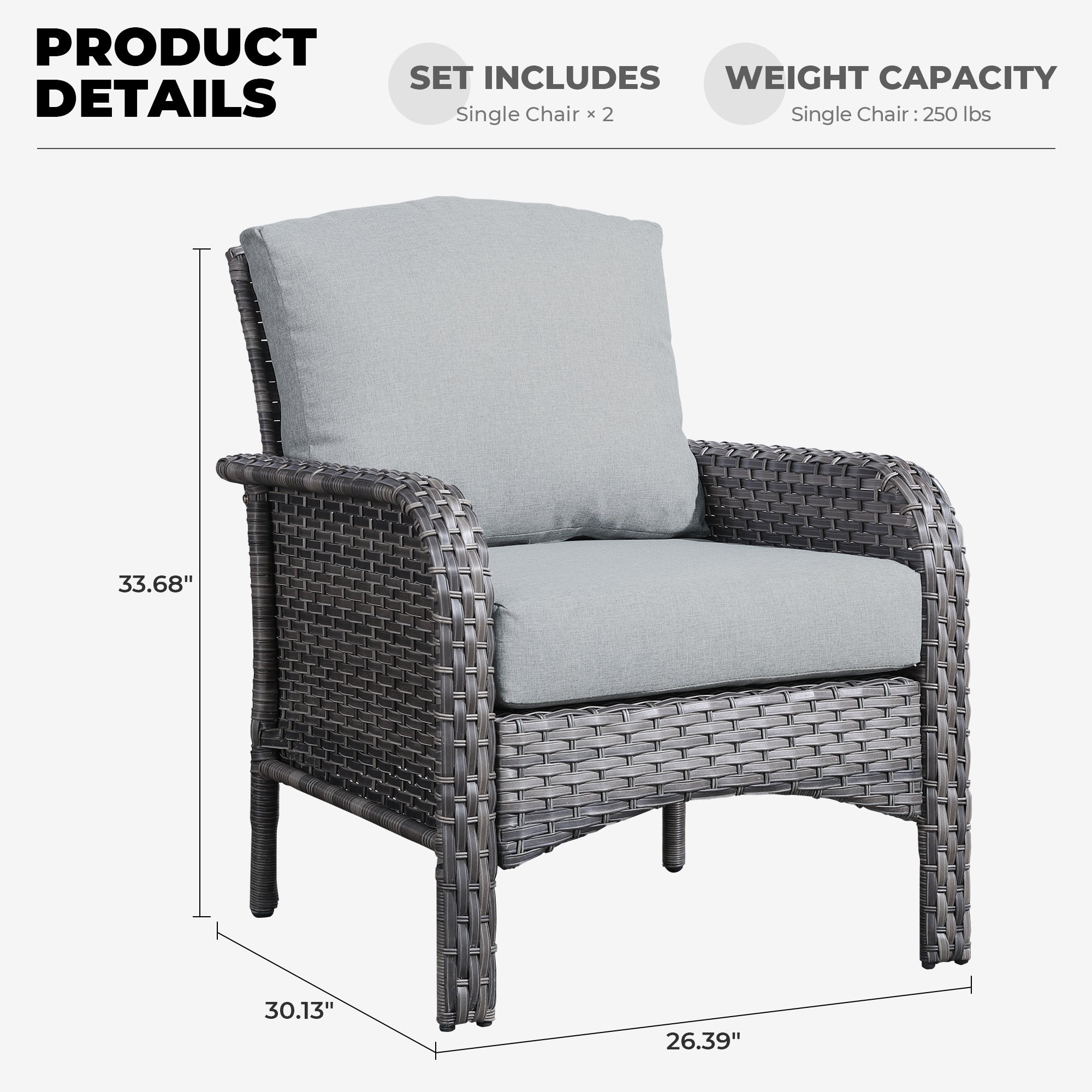 Durable Outdoor Lounge Chairs - 2-Pack