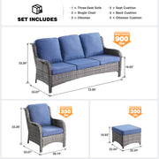 #Color_Grey Wicker Denim Blue Cushion|#Finish_Light Grey Wicker A