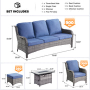#Color_Grey Wicker Denim Blue Cushion|#Finish_Light Grey Wicker A