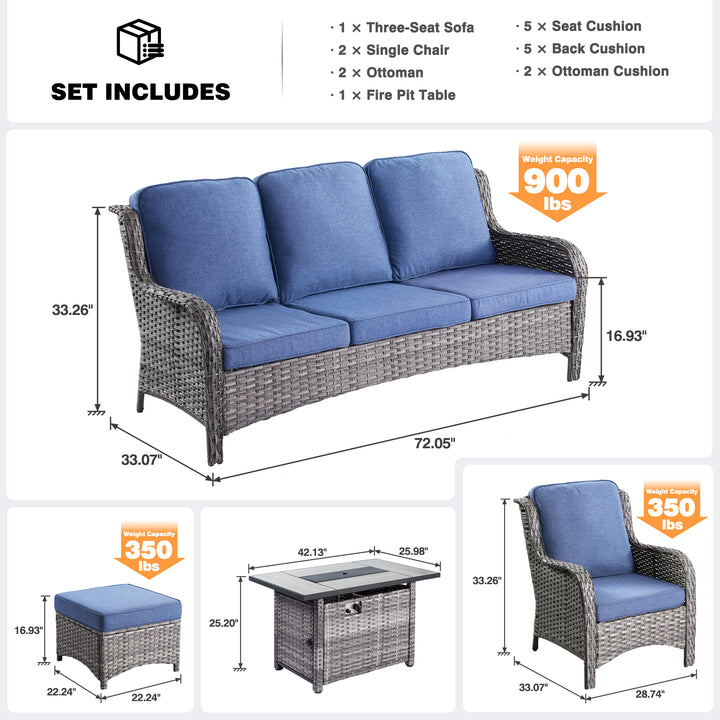 #Color_Grey Wicker Denim Blue Cushion|#Finish_Light Grey Wicker A