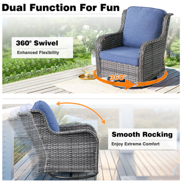3-Piece Patio Furniture Set with Swivel Chairs
