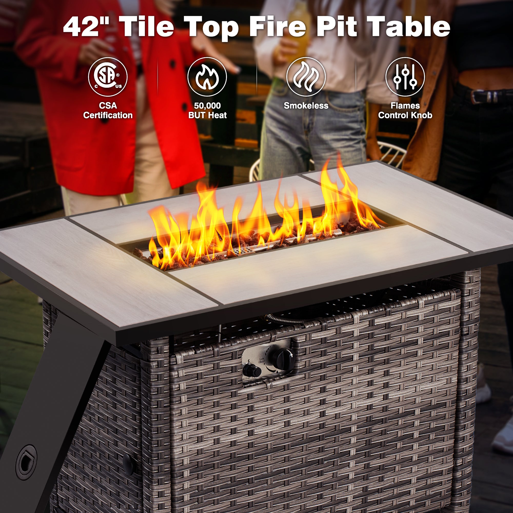 5-Piece Patio Conversation Set w/ Fire Pit Table